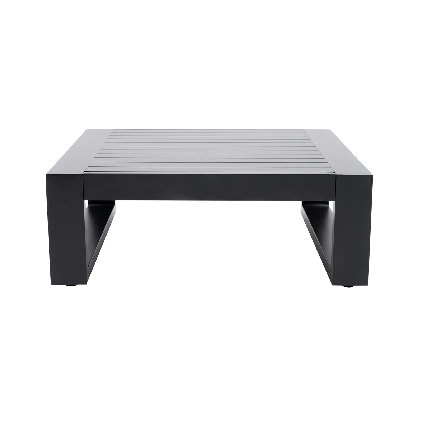 Outdoor Aluminum Side Table - Square Patio End Table with Slat Top for Bistro, Cafe & Garden - Grey Frame Coffee Table - Perfect for Outdoor Dining, Poolside Lounging & Backyard Decor
