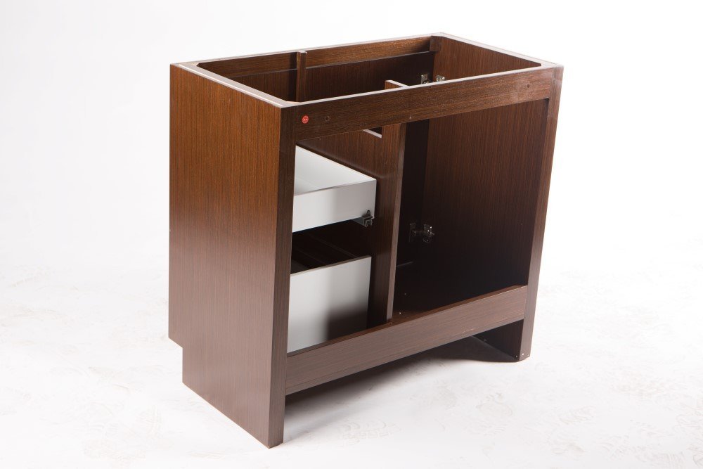 36-Inch Single Sink Bathroom Vanity in Wenge Finish - Modern Freestanding Vanity with Soft-Close Doors & Drawers for Small Bathrooms & Powder Rooms