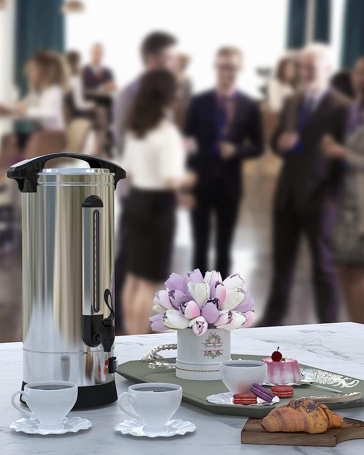 Garvee 60 Cup Commercial Coffee Urn - 10L Large Stainless Steel Coffee Dispenser for Church, Office, Events | Food Grade, Durable & Easy to Clean | Perfect for Meetings, Weddings, Catering Services