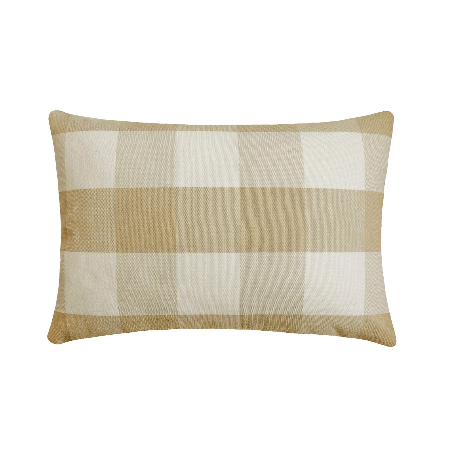 Beige Plaid Cotton Throw Pillow Cover - Soft Decorative Cushion Case for Sofa, Bed & Home Decor
