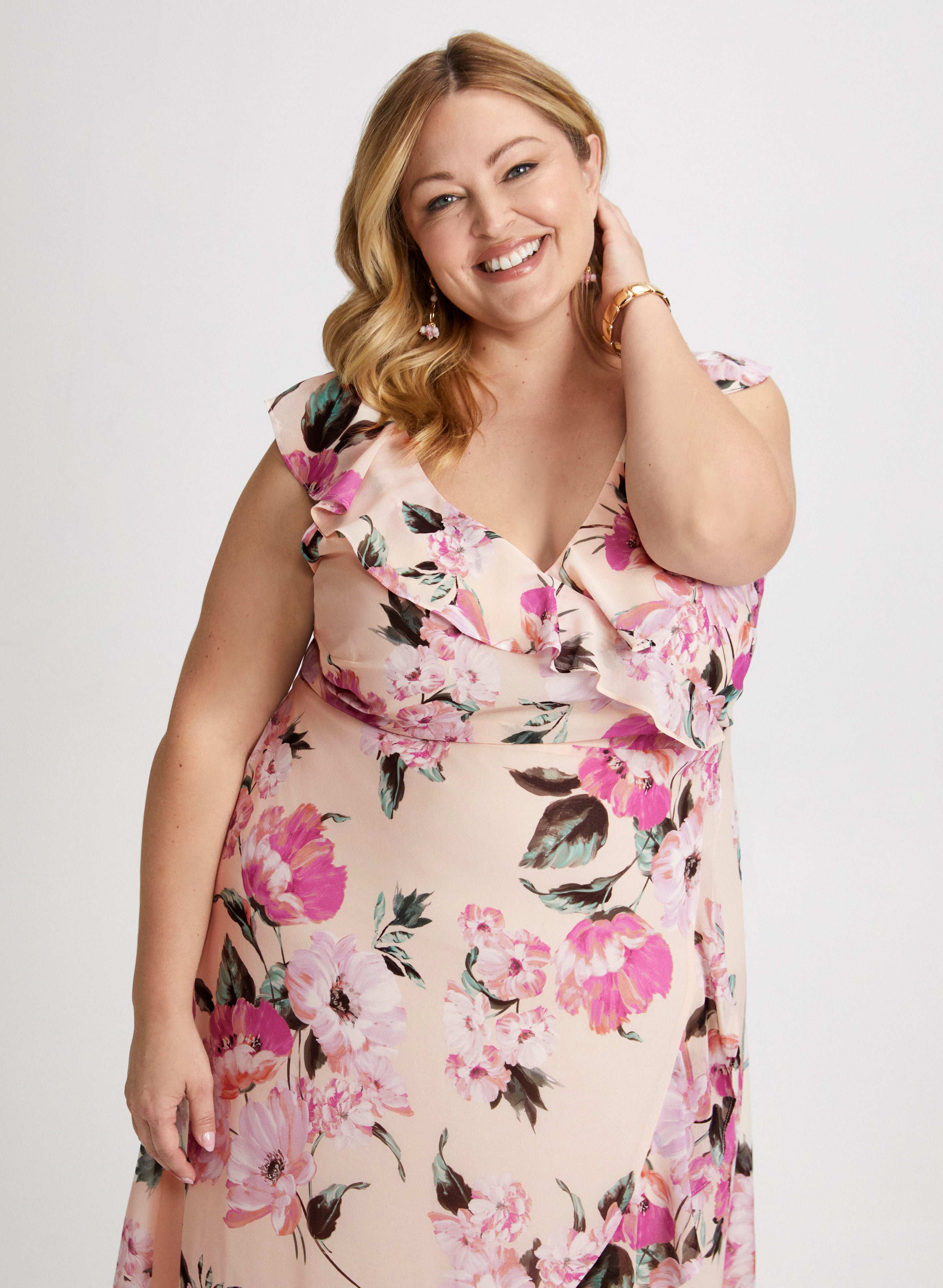 Elegant Floral Chiffon Midi Dress for Women - Summer Boho Party & Wedding Guest Outfit
