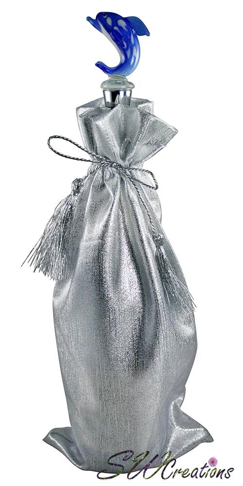 Premium Blue Dolphin Glass Wine Stopper - Elegant & Airtight Seal for Wine Bottles - Perfect for Parties, Gifts & Home Bar Accessories