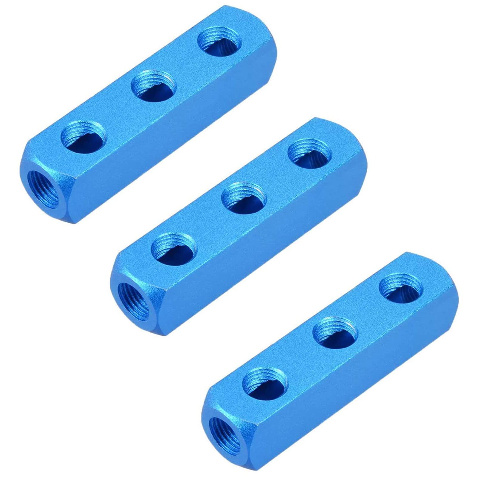 3 Way 6 Port Aluminum Manifold Block Splitter - 1/4