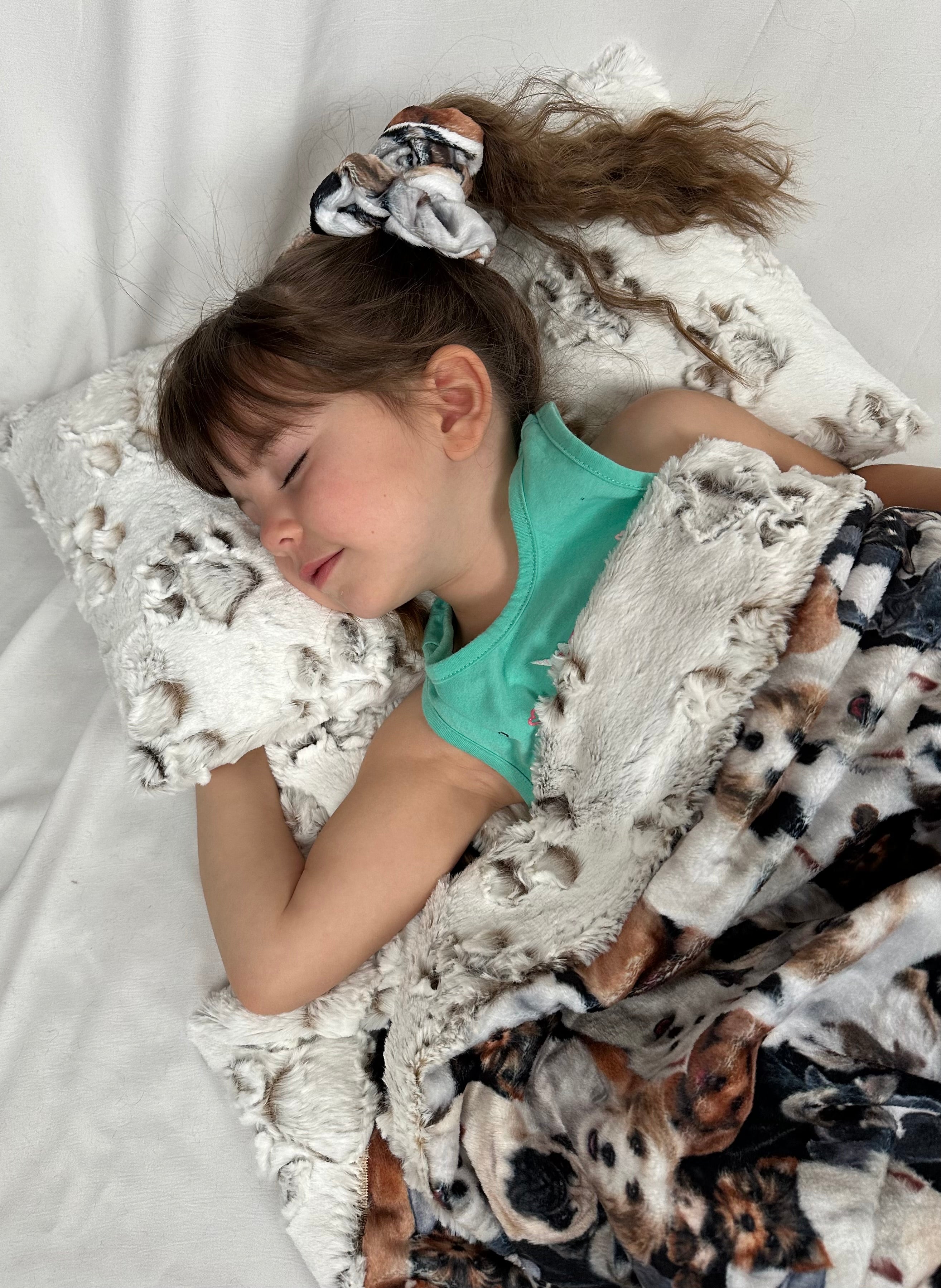 Soft Beige Paws & Coca Mocha Dog Print Throw Blanket 38x54 Inches with Matching Pillowcase 13x19 for 12x18 Pillow - Cozy Gift for Kids & Adults, Perfect for Sofa, Bed, or Couch Decor