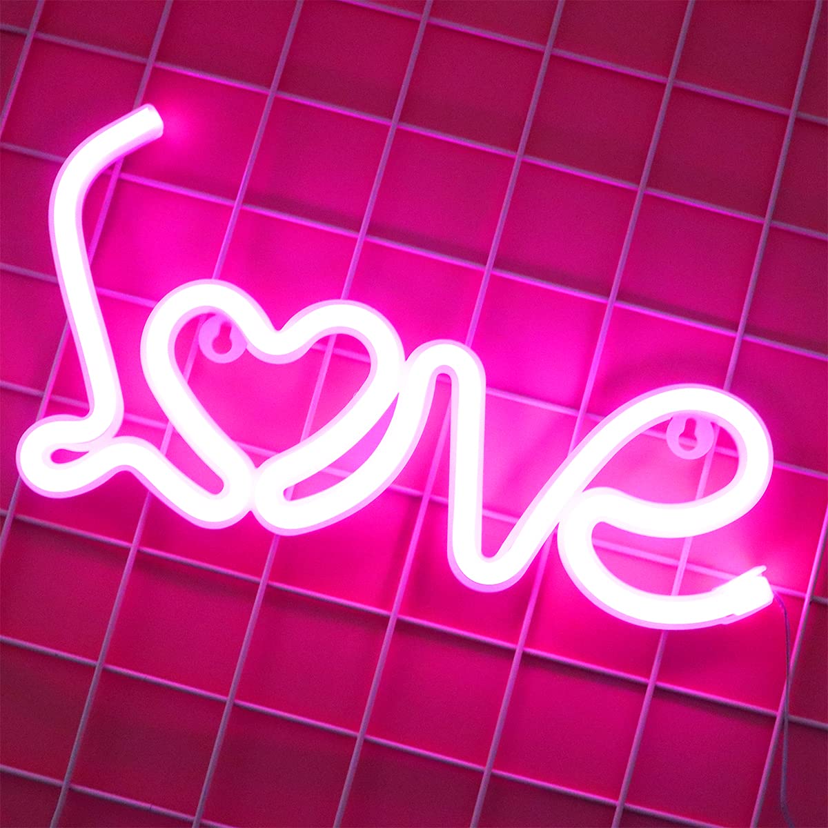 Valentine's Day LED Heart Love Letter Lights - Pink Neon Wall Decor for Home, Kids Room, Bar & Wedding | Battery/USB Powered Romantic Lighting for Galentine's Party & Festive Celebrations