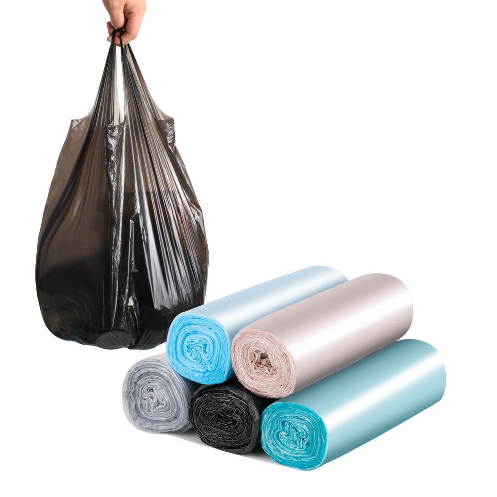 Small Trash Bags 5 Rolls/100 Counts - Strong Colorful Garbage Bags for Office, Kitchen, Bedroom Waste Bins | Portable Wastebasket Liners for Home, Office & Travel Use