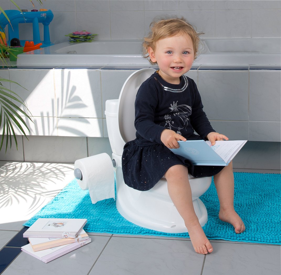 ToyLet Baby & Toddler Potty Training Toilet with Comfortable Seat, Lid, Flushable Wipes Storage & Paper Roll Holder - White | Ideal for Girls & Boys Learning Independence | Perfect for Home, Daycare & Travel Use
