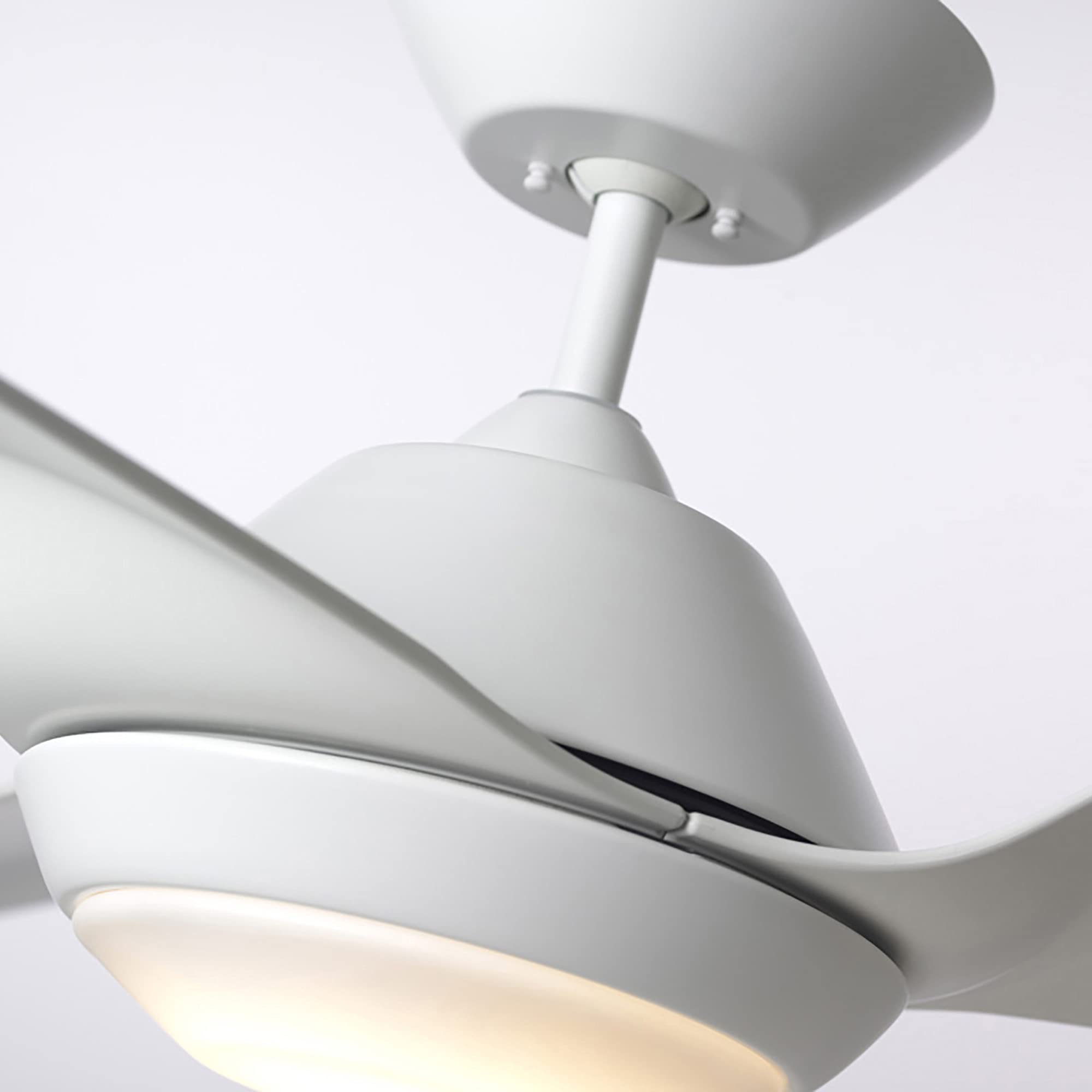 60 Inch Large Ceiling Fan with Light and Wall Control - Dimmable LED Fixture, 6 Speed DC Motor - Modern 3 Blade Design for Bedroom, Living Room - Includes Downrod for Overhead Hanging, White - Perfect for Home Cooling and Energy Savings