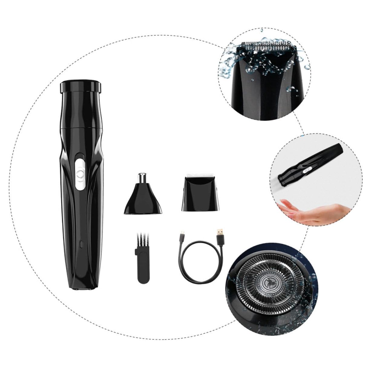 Electric Nose & Eyebrow Trimmer for Men - Rechargeable Hair Clipper with ABS Black Body - Perfect for Grooming, Travel & Daily Use