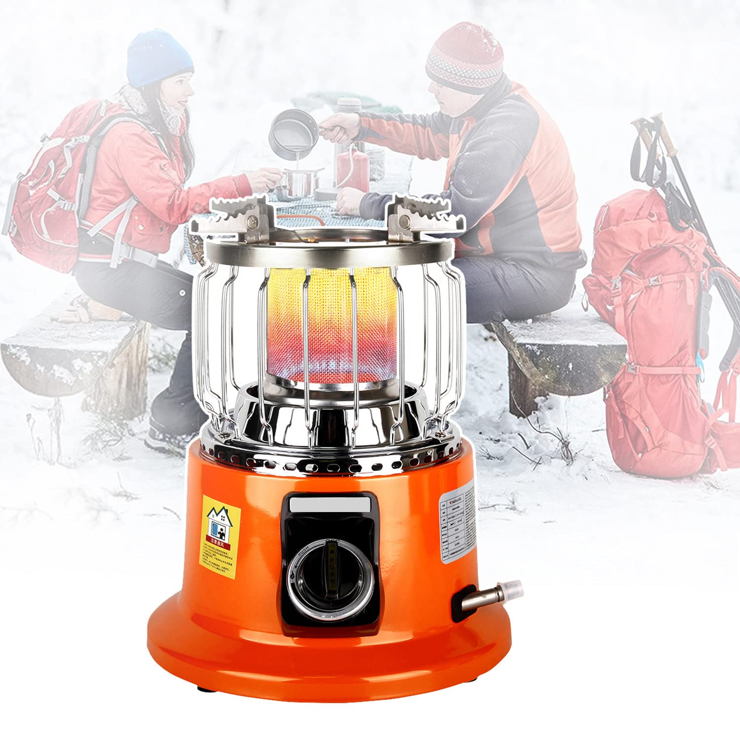 BrightFootBook Portable Outdoor Camping Heater - Mini Gas Heater Stove Combo with Rubber Hose & Pressure Regulator - Perfect for Ice Fishing, Backpacking, Hiking, Hunting & Winter Camping