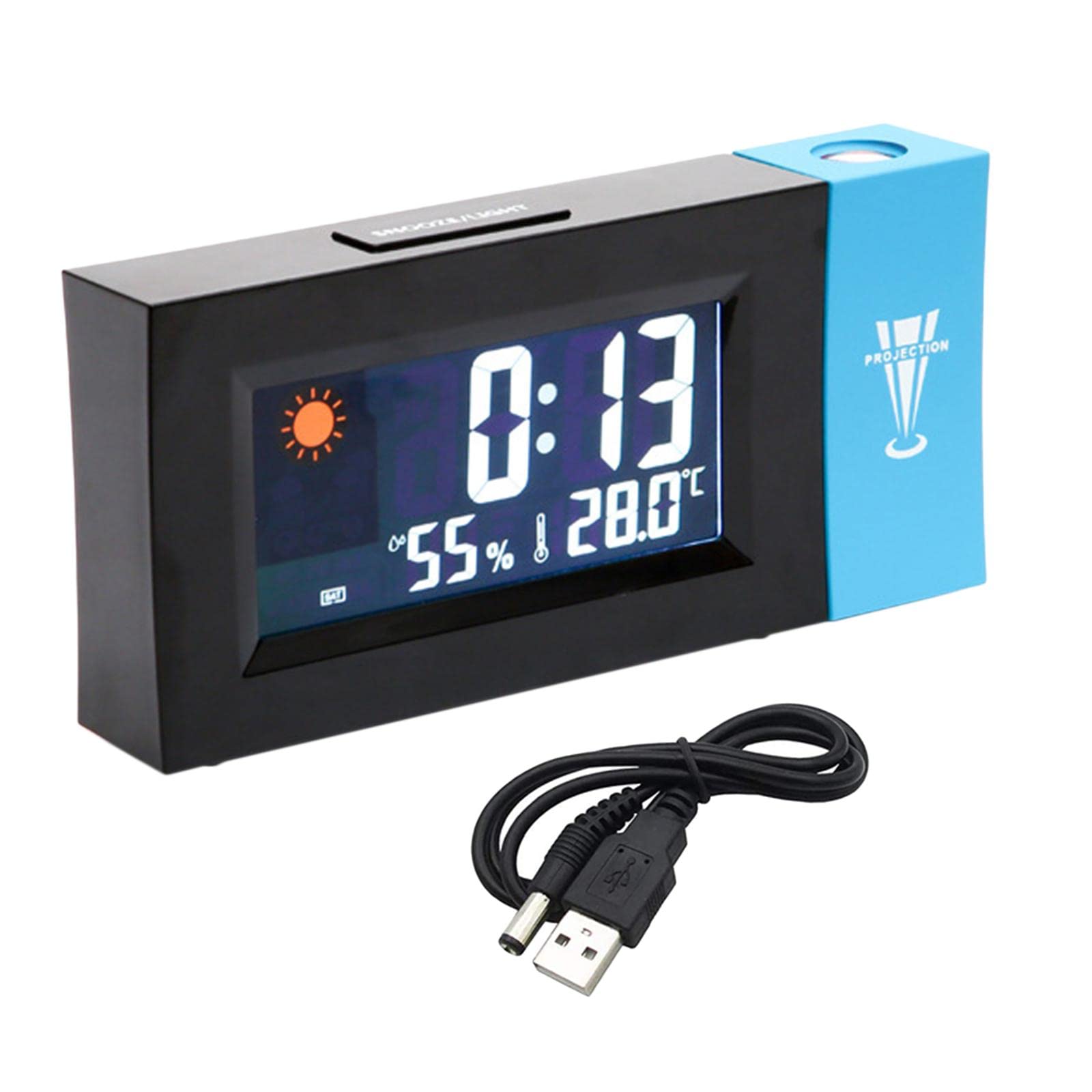 Colcolo Heavy Sleeper Alarm Clock with Projection - USB Charging, Snooze Function, LCD Display for Time/Temperature/Humidity - Perfect for Kids, Elderly & Deep Sleepers | Bedroom, Nightstand, Home Office Use