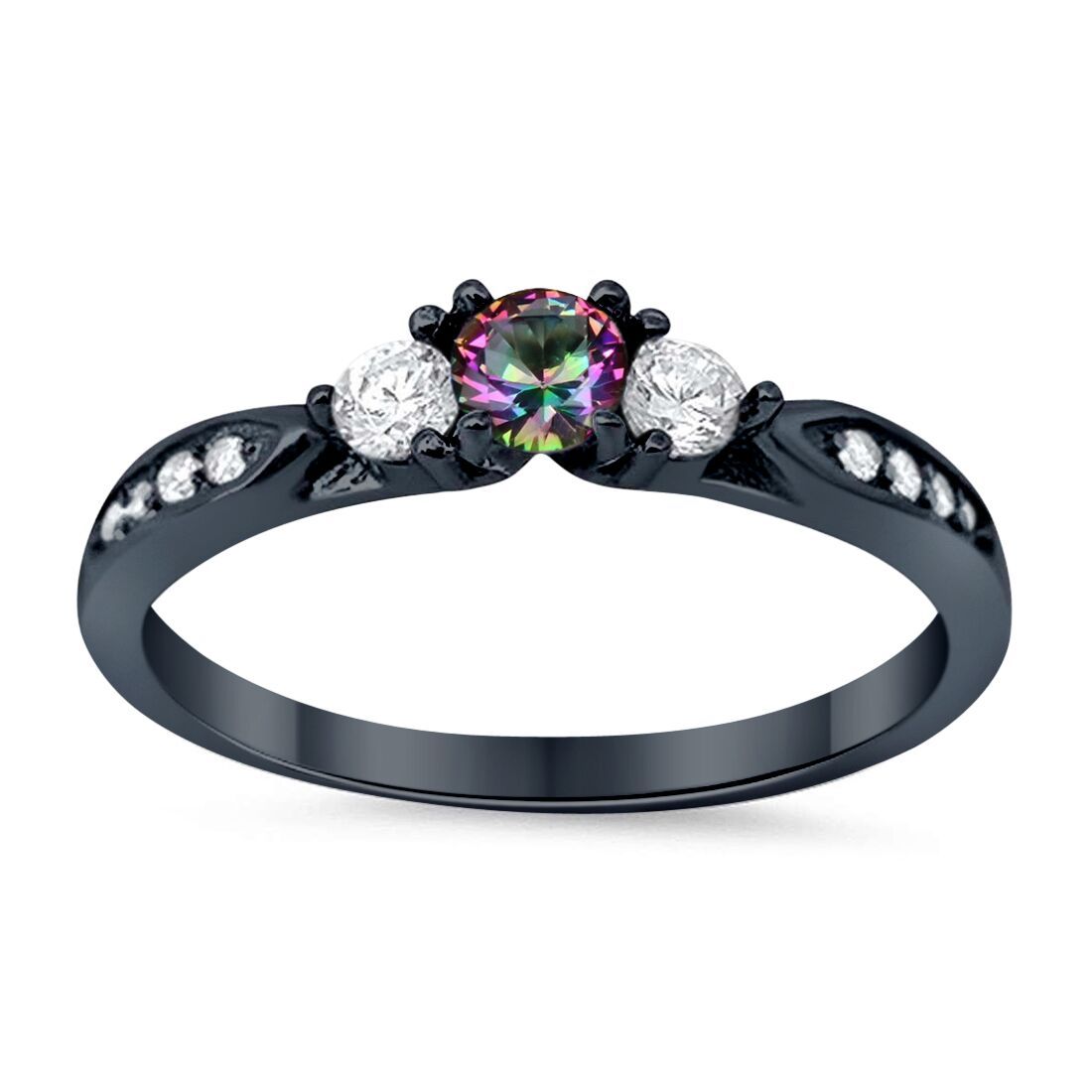 3 Stone Wedding Engagement Ring - Round Cubic Zirconia 925 Sterling Silver Ring for Women - Perfect for Proposals, Anniversaries & Special Occasions