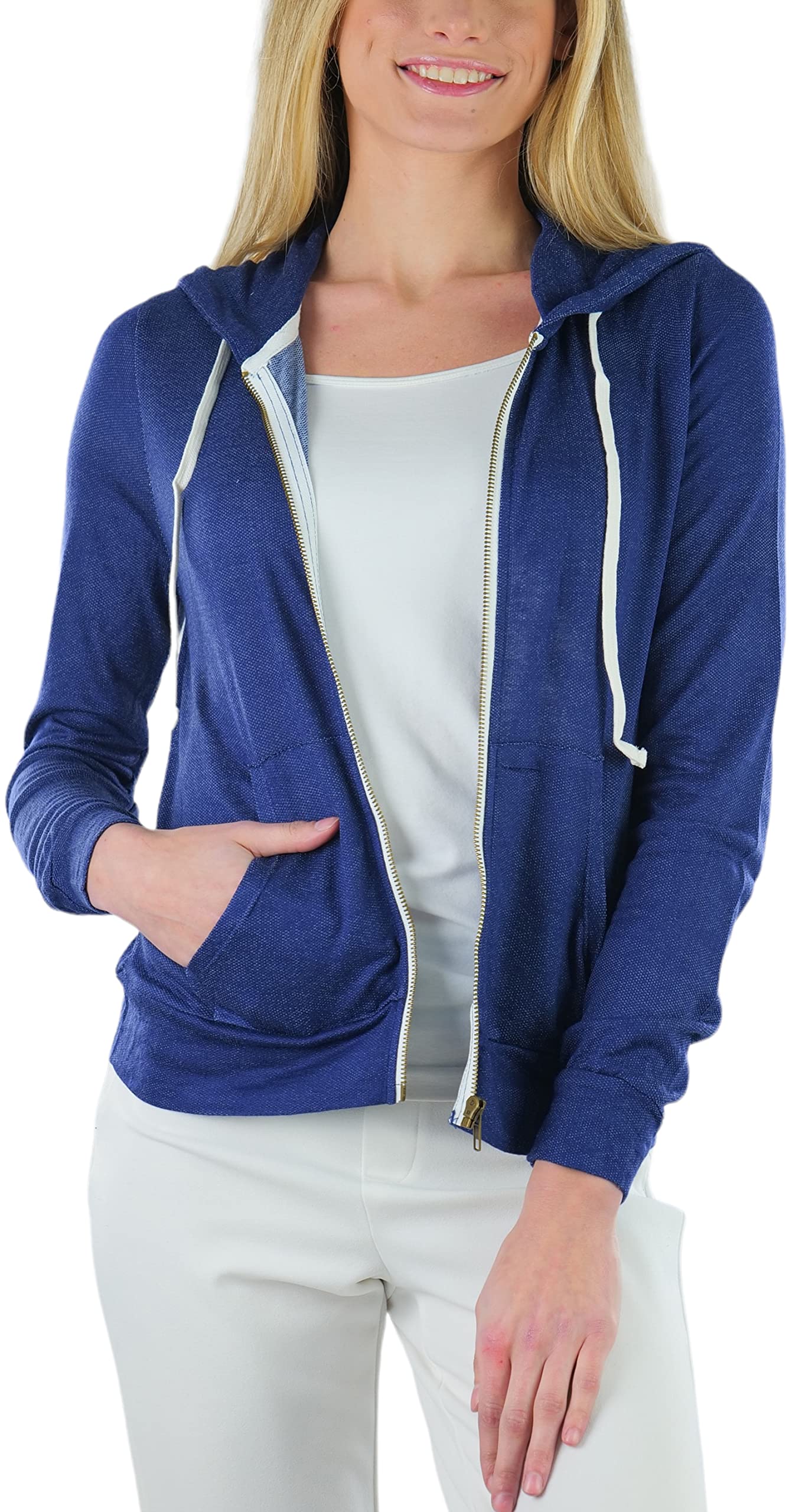 Stylish Junior's Cotton Long Sleeve Zip-Up Hoodie for Girls - Cozy Casual Wear for School & Outdoors