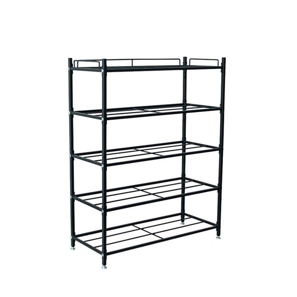 5-Tier Black Iron Shoe Storage Rack - Modern Nordic Floor Standing Vertical Organizer for Entryway, Hallway & Closet | Space-Saving Shoe Shelf for Home & Office Organization