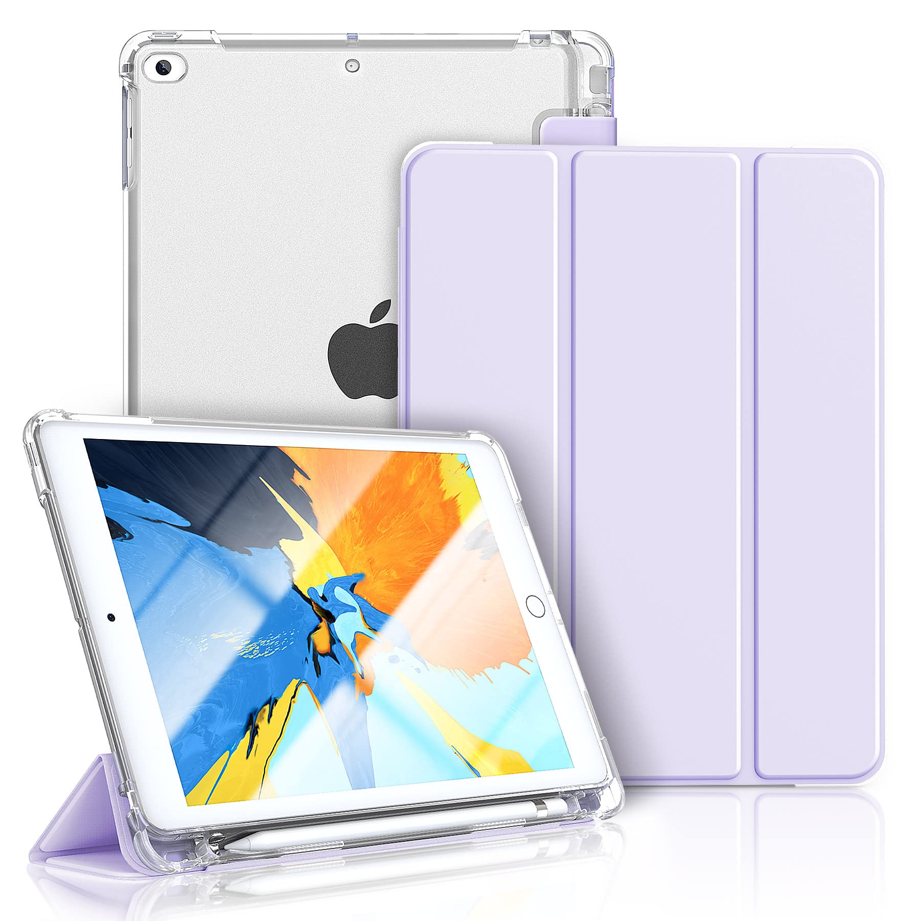 Gahwa iPad 9.7 inch Case for iPad 6th/5th Gen 2018/2017, iPad Air 2 & iPad Air - Clear Trifold Protective Cover with Pencil Holder, Auto Sleep/Wake Feature | Perfect for Work, Study & Travel