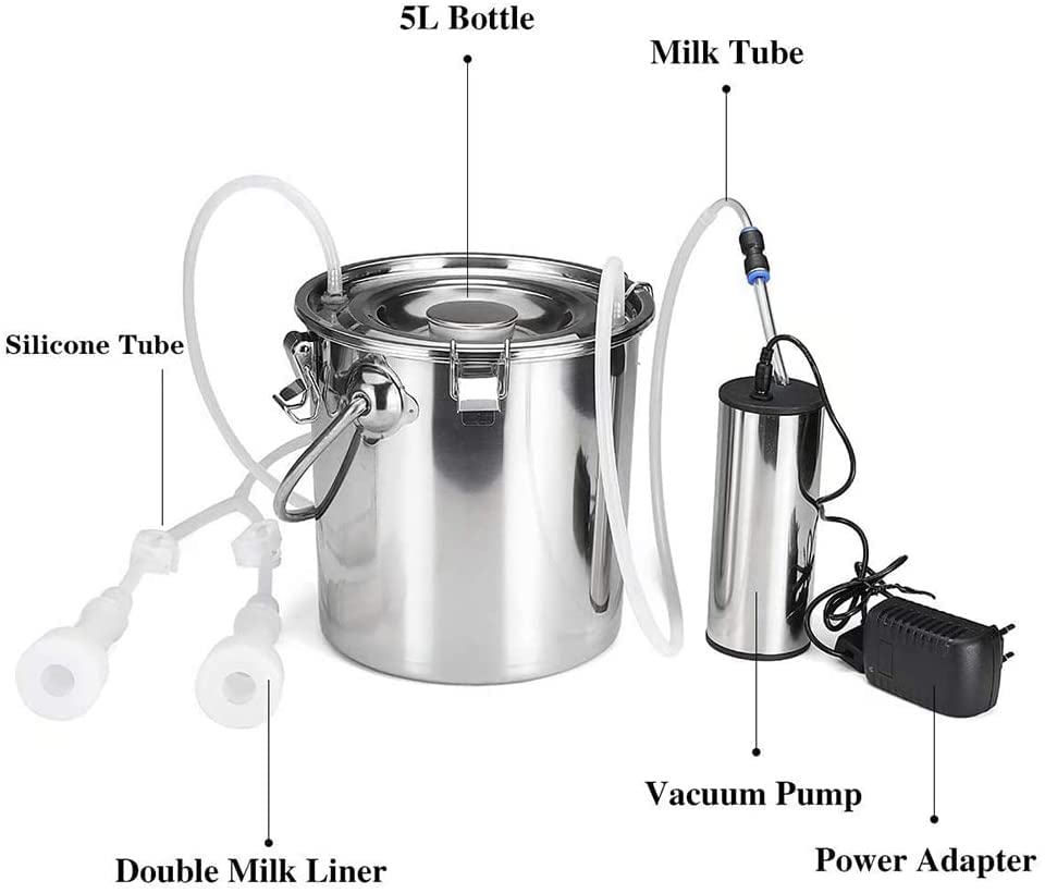 Electric Goat Milking Machine - Pulsating Vacuum Milker for Cows, Sheep & Livestock - Durable Farm Milking Supplies for Dairy Production | Perfect for Small Farms, Homesteads & Dairy Businesses