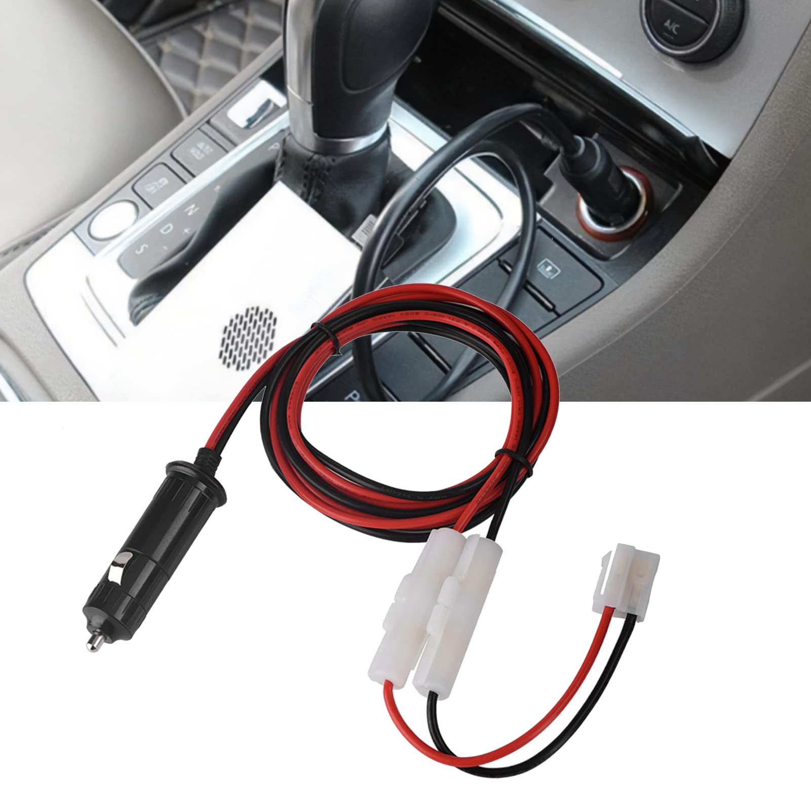 Universal Car Mobile Radio with Power Cable & Cigarette Lighter Adapter - T-Shaped Double Fuse Automotive Power Cord Kit for Vehicle Stereo Installation - Perfect for Truck, SUV and Car Audio Upgrades