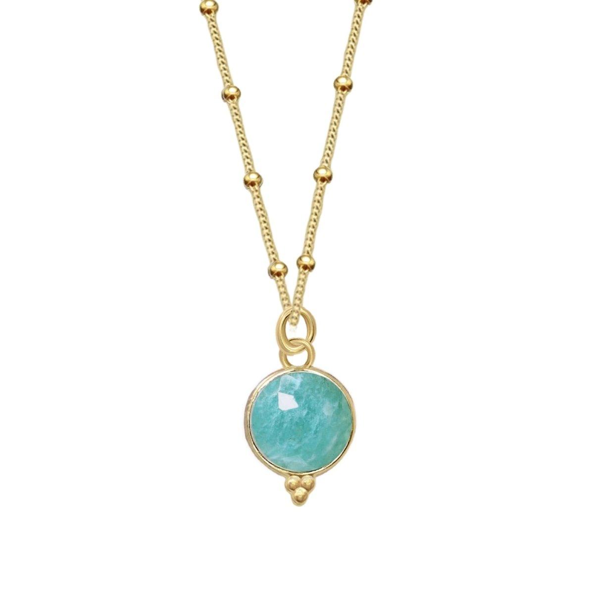 Laihas Free Spirit Gold Amazonite Necklace - Healing Crystal Jewelry for Women, Boho Chic Pendant for Meditation & Positive Energy - Perfect for Yoga, Spiritual Gifts & Everyday Wear