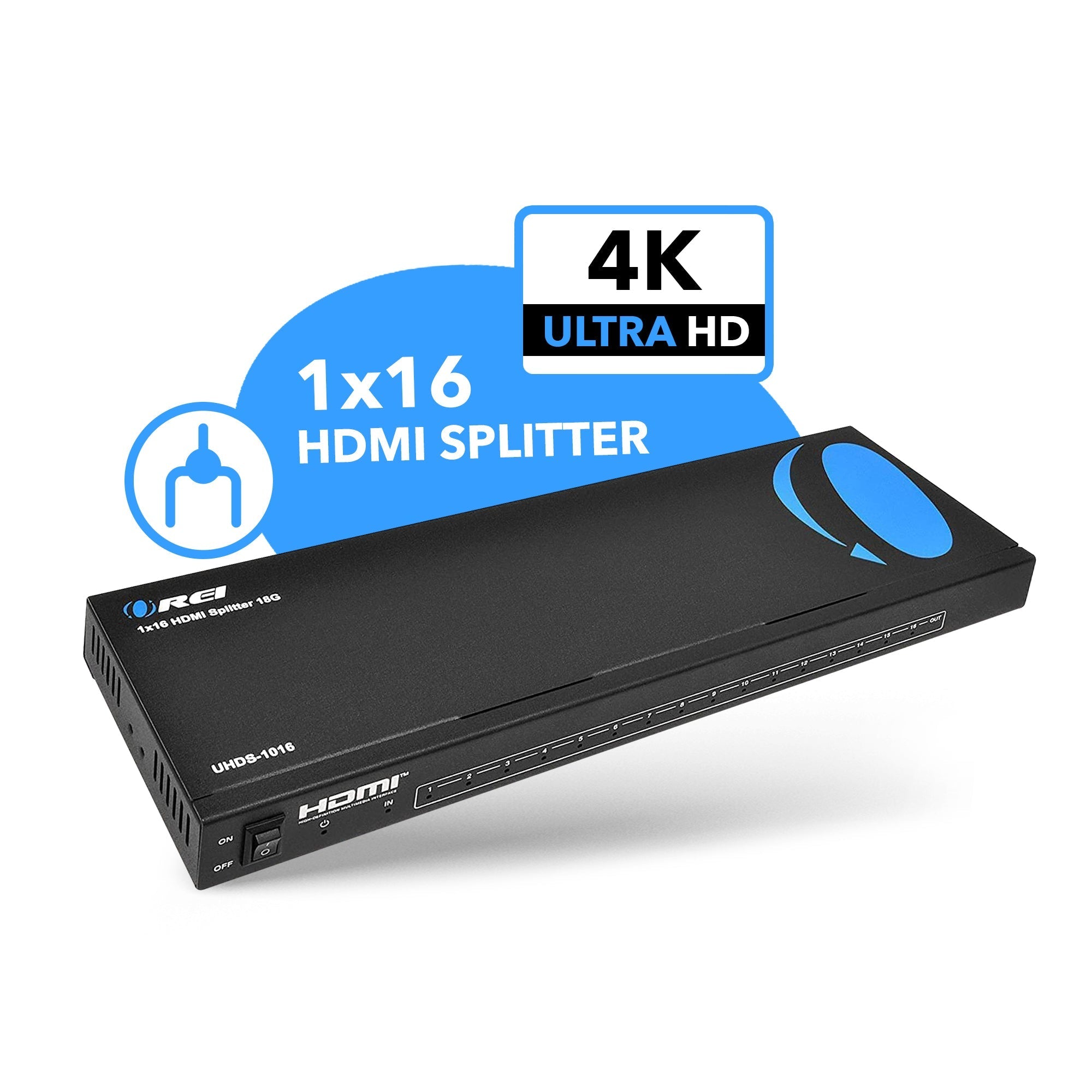 1x16 HDMI Splitter 4K Ultra HD 1 in 16 Out with EDID Support - Perfect for Home Theater, Gaming, and Multi-Screen Presentations (UHDS 1016)