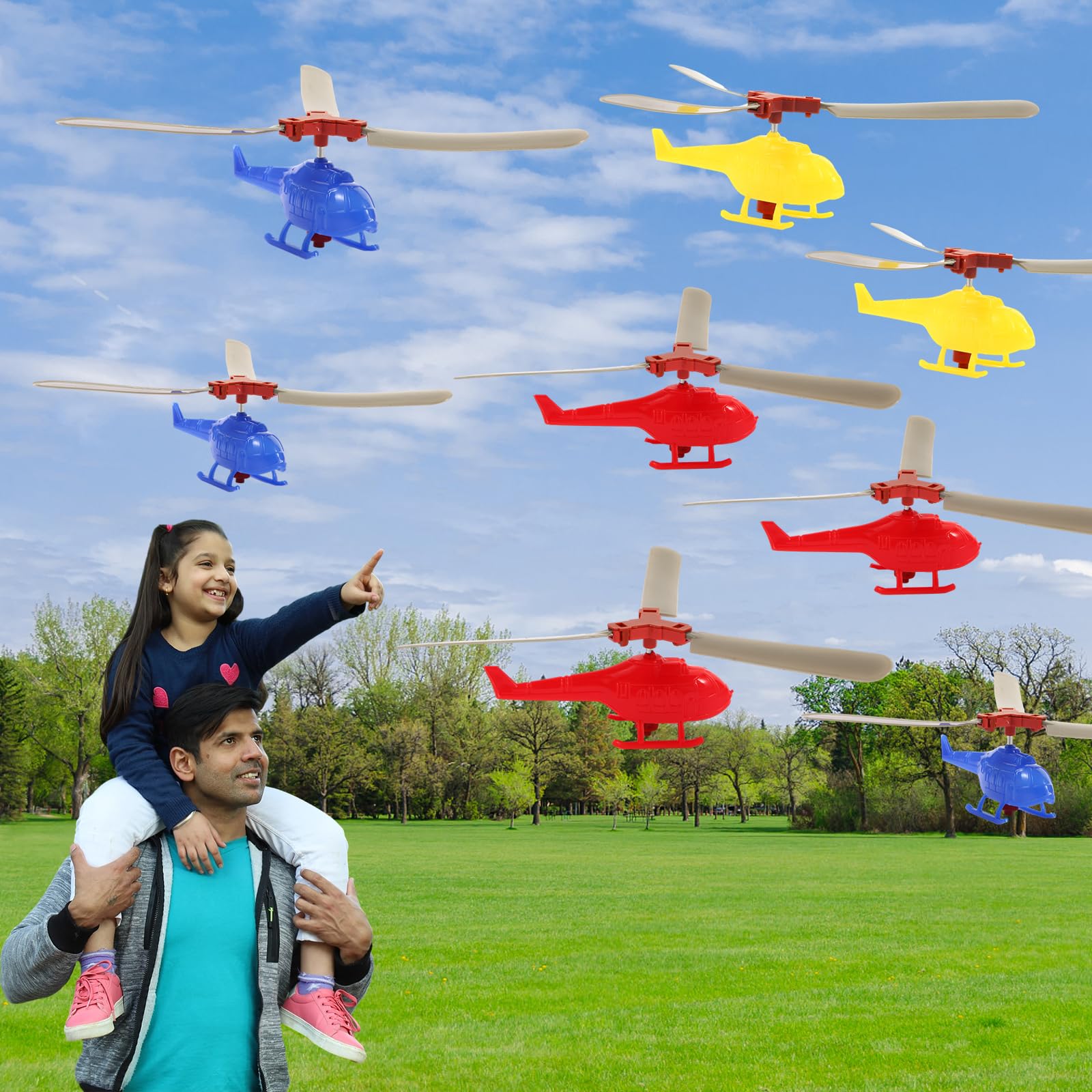VETE 8 Pack Flying Toy Helicopter Set for Kids - 360° Rotating Airplane Toys for Boys & Girls | Bulk Party Favors, Classroom Prizes, Pinata Fillers & Goodie Bag Stuffers | Perfect for Birthday Parties, School Events & Outdoor Play