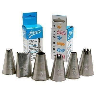 Ateco 6-Piece Professional Pastry Decorating Tip Set for Cakes, Cupcakes & Cookies | Stainless Steel Icing Nozzles for Baking & Dessert Decorating