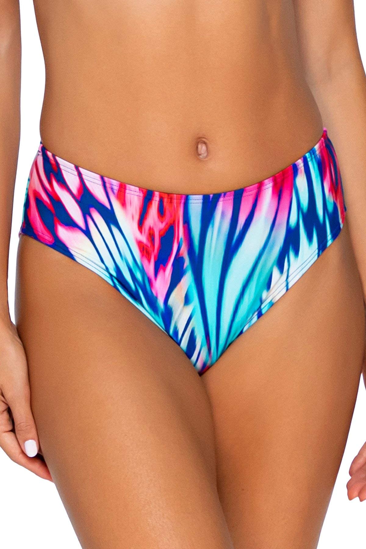 Sunsets Women's Basic Mid Rise Bikini Bottom Swimsuit - Comfortable Swimwear for Beach, Pool & Vacation | High Waisted Bathing Suit Bottoms for Women