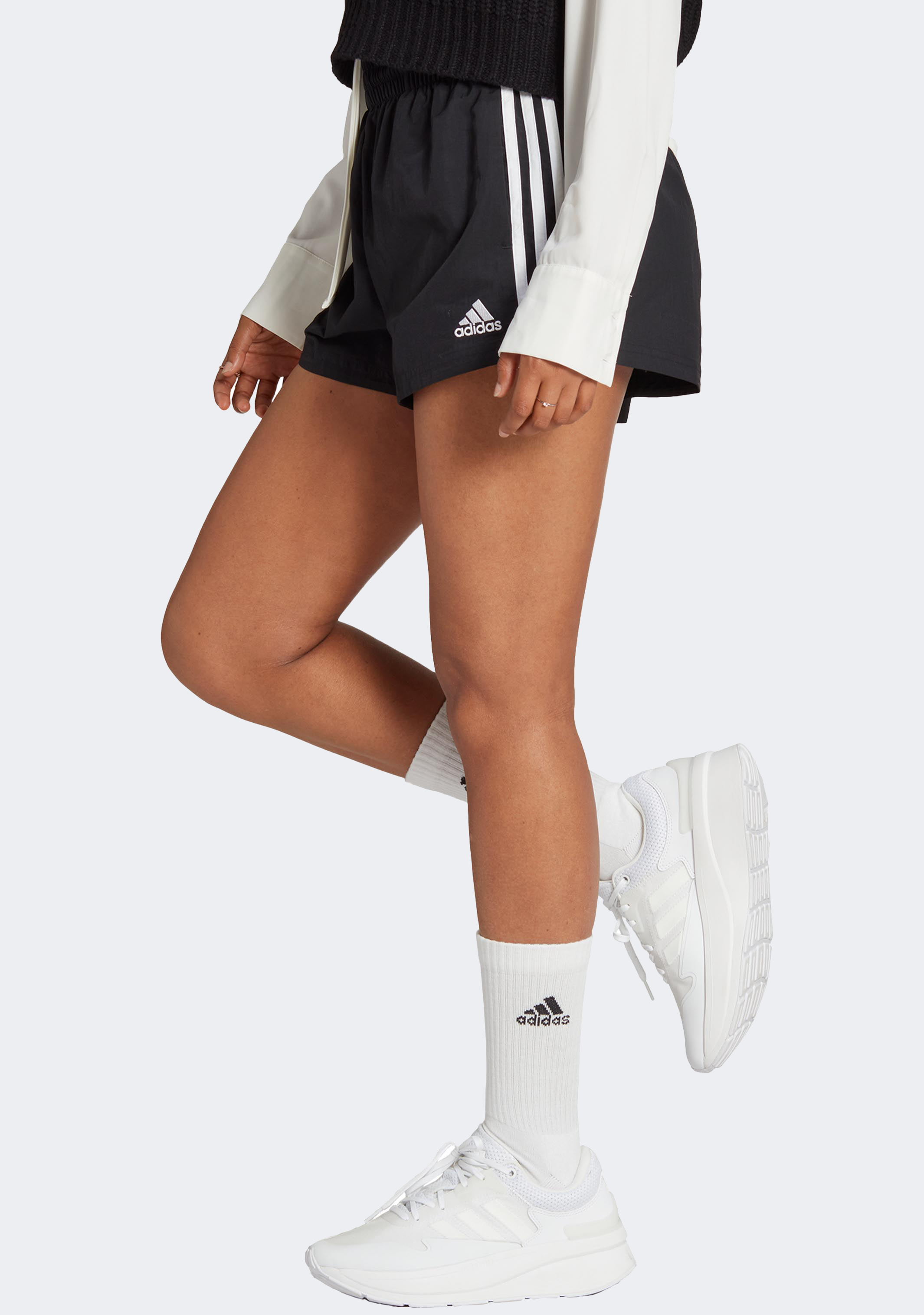 Adidas Women's Essentials 3-Stripes Woven Athletic Shorts - Lightweight Comfort for Running, Yoga & Casual Wear