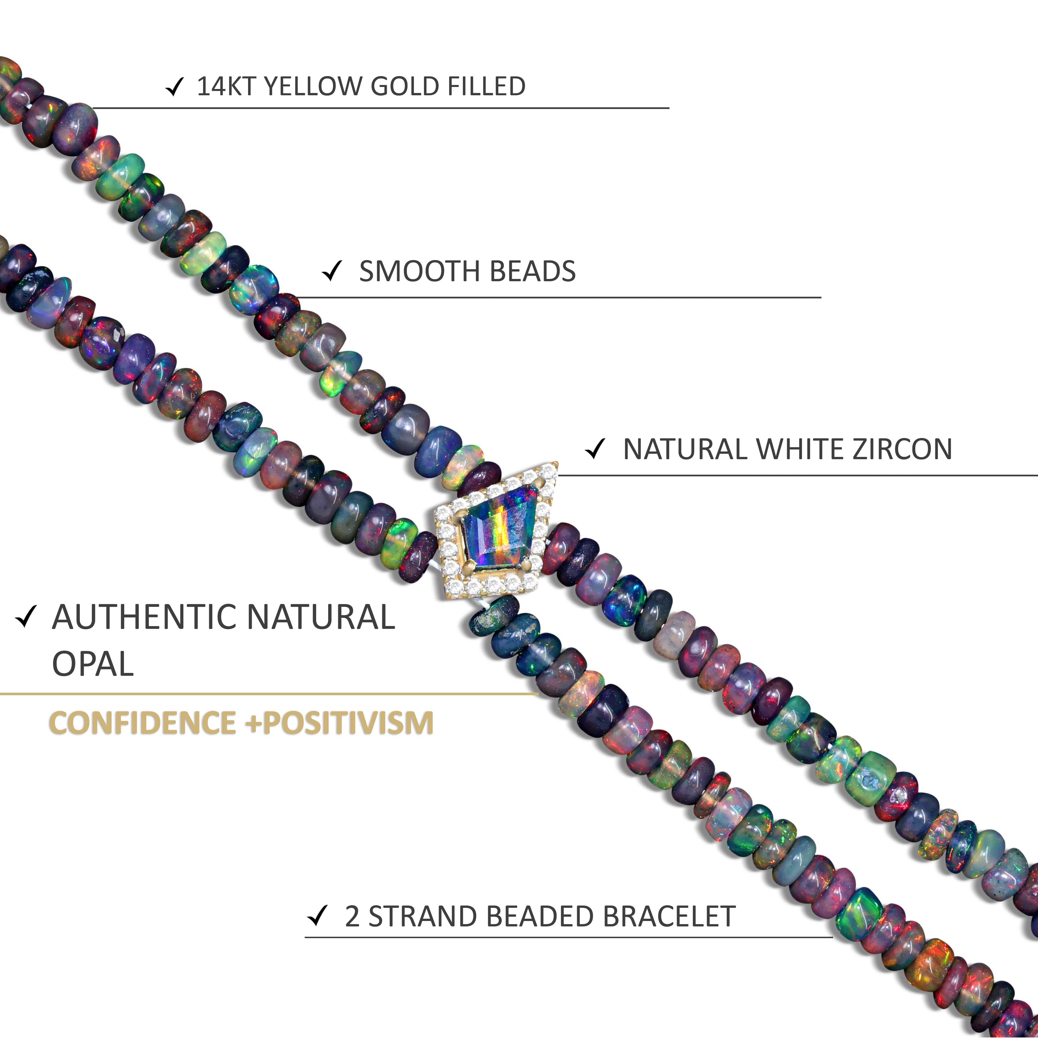 Natural Black Opal Two-Strand Kite Charm Beaded Bracelet for Women | Handmade Boho Jewelry | Perfect for Gifts, Parties & Everyday Wear