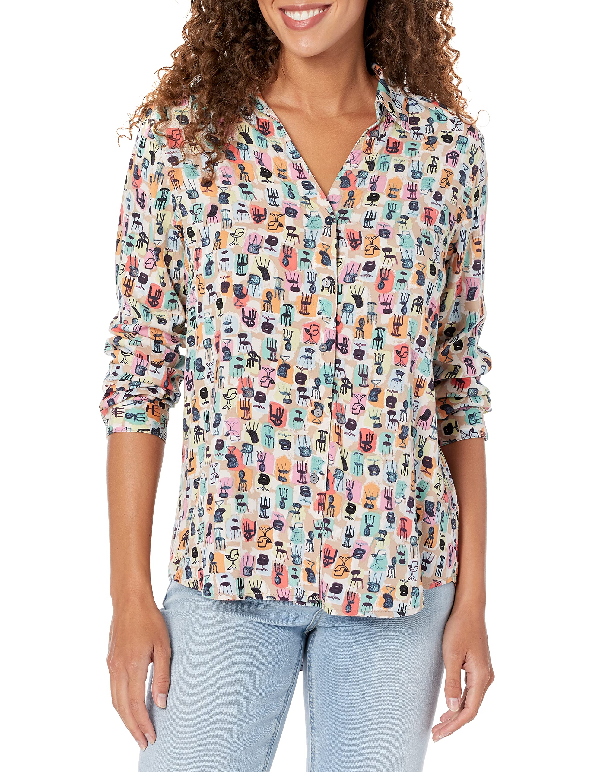 NIC+ZOE Women's Have a Seat Live in Shirt - Casual Button Down Blouse for Work & Weekend | Office Wear, Date Night & Everyday Outfits