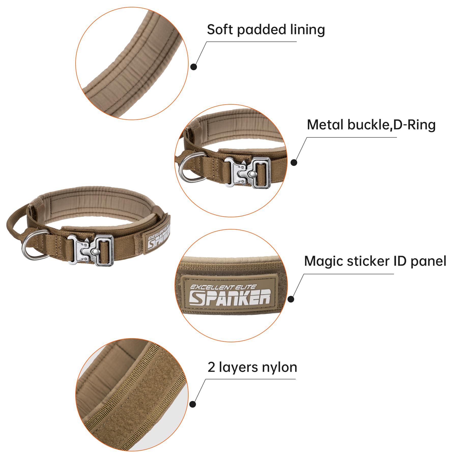 L Size Tactical Dog Collar - Heavy Duty Nylon Adjustable K9 Collar with Bungee Leash for Military & Police Dogs - Perfect for Training, Hiking & Outdoor Adventures