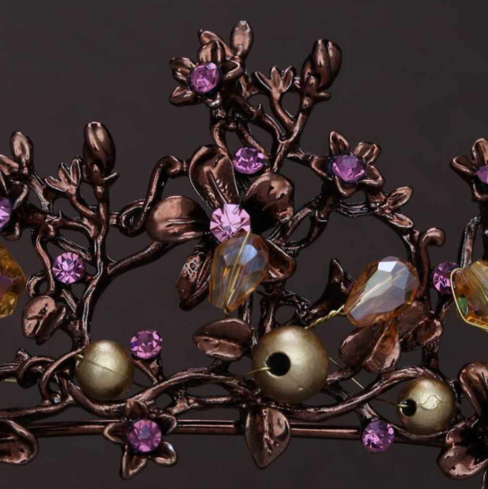 Dreamy Purple & Bronze Tiara for Women - Elegant Bridal Hair Accessories, Wedding Crown, Princess Headpiece - Perfect for Bridal Showers, Prom, Pageants & Costume Parties