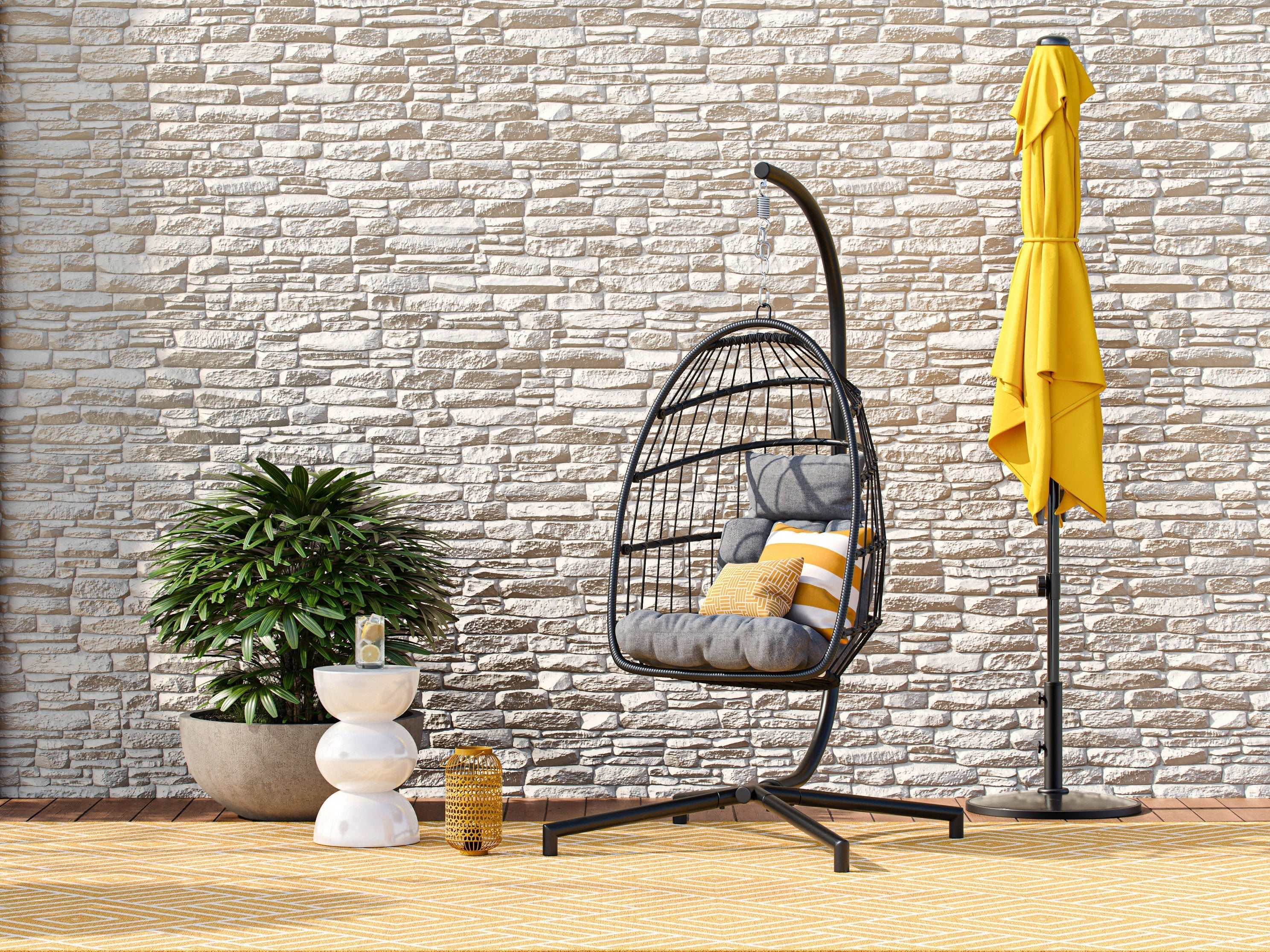 Grey Hanging Egg Chair - Indoor/Outdoor Swing Chair for Patio, Garden, Balcony & Living Room - Comfortable Modern Hanging Seat for Relaxation