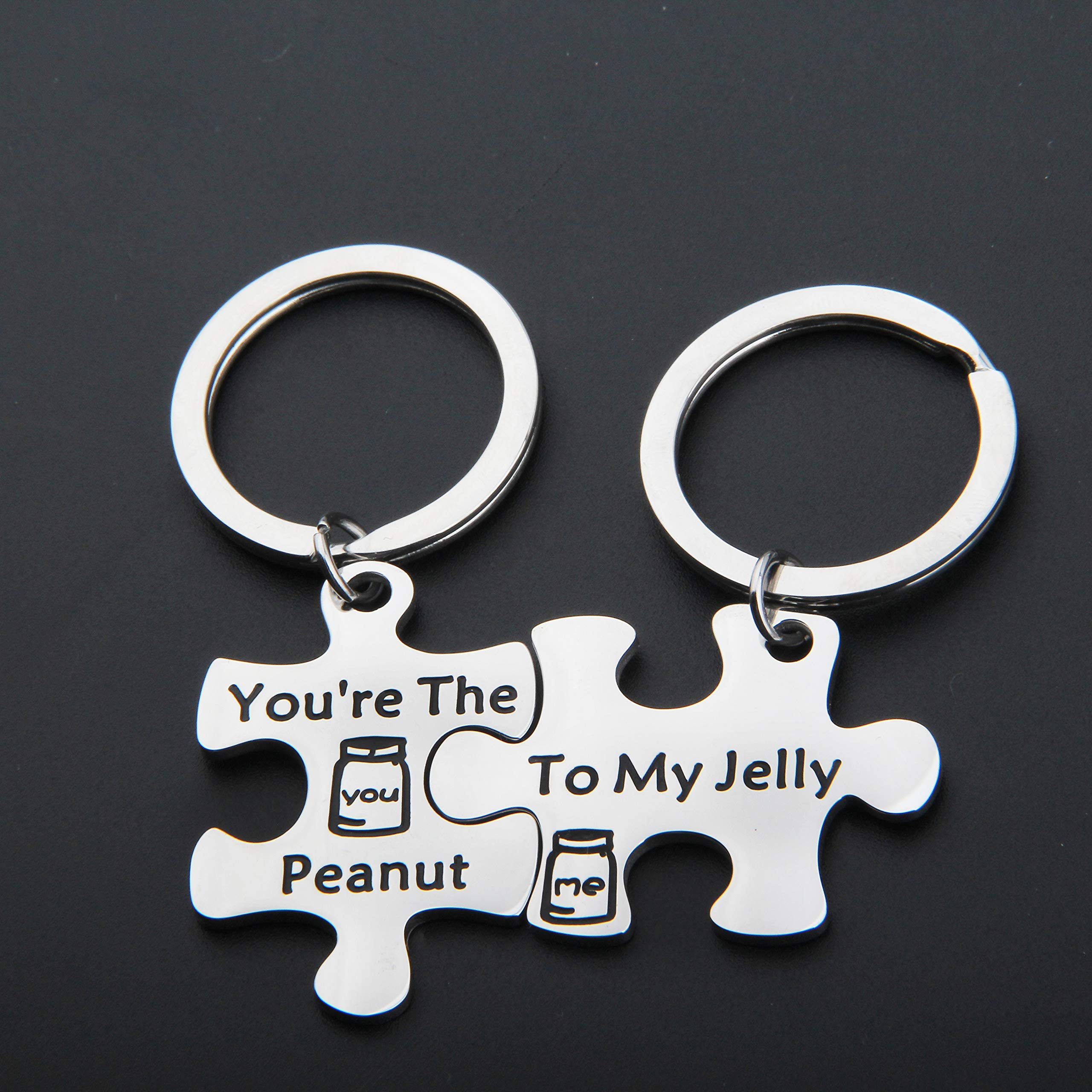 Lywjyb Birdgot Puzzle Couple Keychain - You're The Peanut to My Jelly Matching Keychain Set - Perfect Gift for Anniversaries, Valentine's Day & Couples