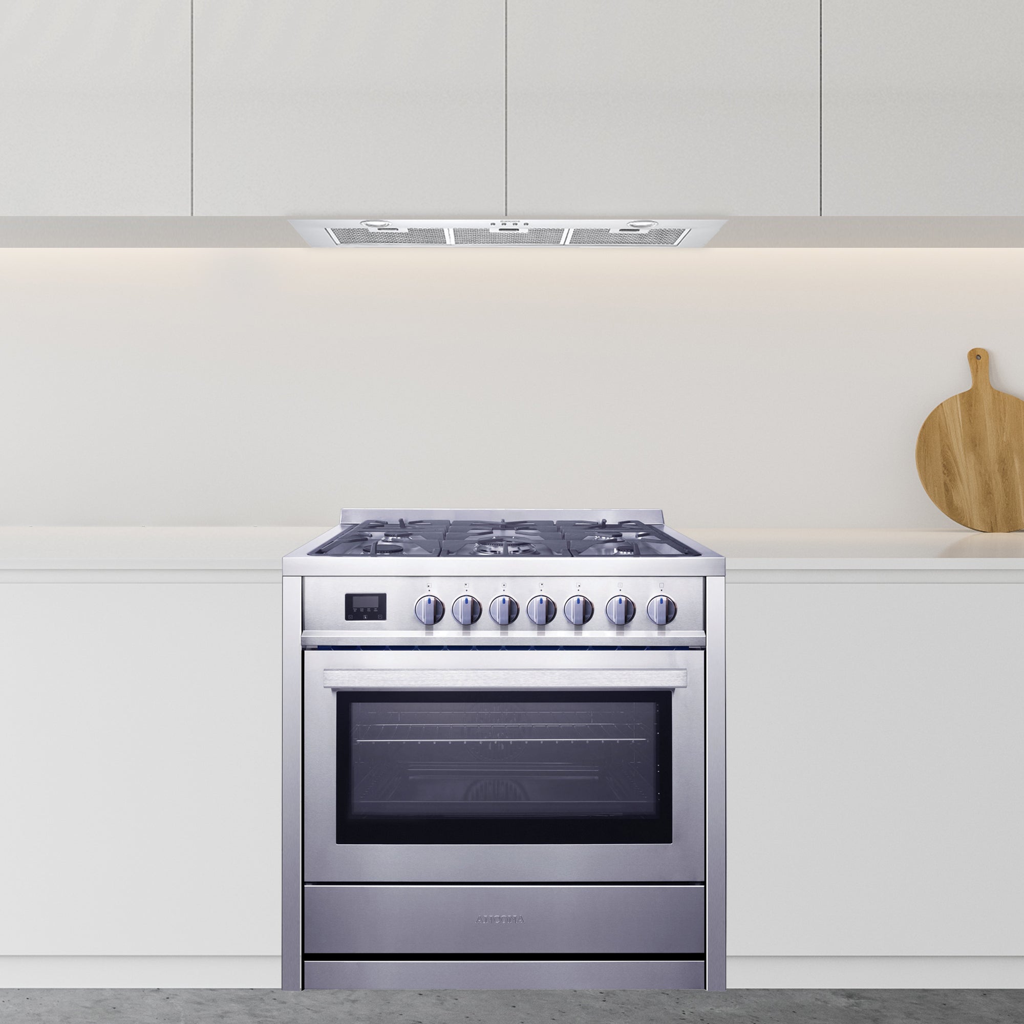 Ancona 36 Inch 3.8 cu ft Stainless Steel Gas Range with 5 Burners & Convection Oven - Perfect for Home Kitchen, Baking, and Family Cooking