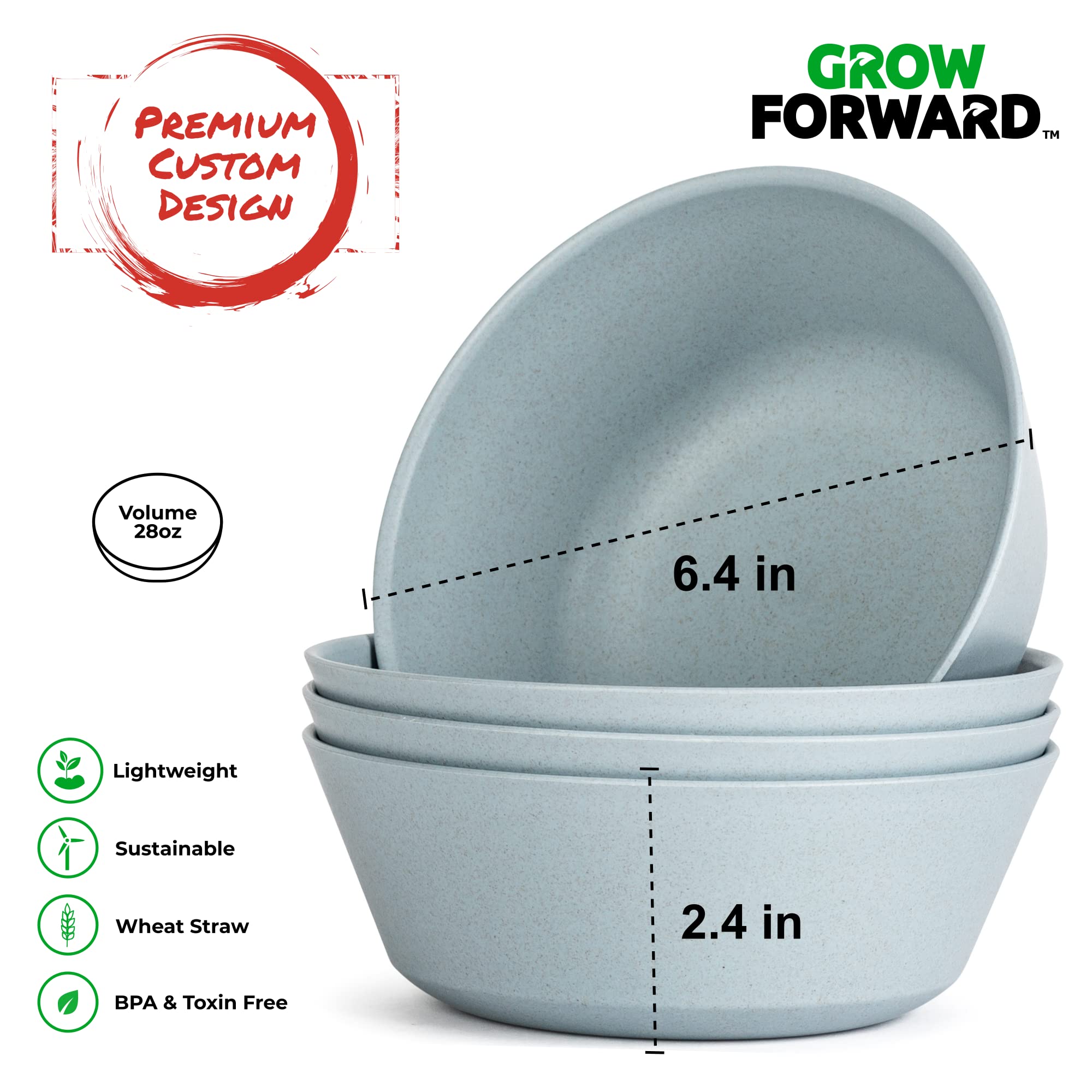 Premium Wheat Straw Plates & Bowls Set - 8pc Unbreakable Microwave Safe Dinnerware for Camping, RV, Picnics