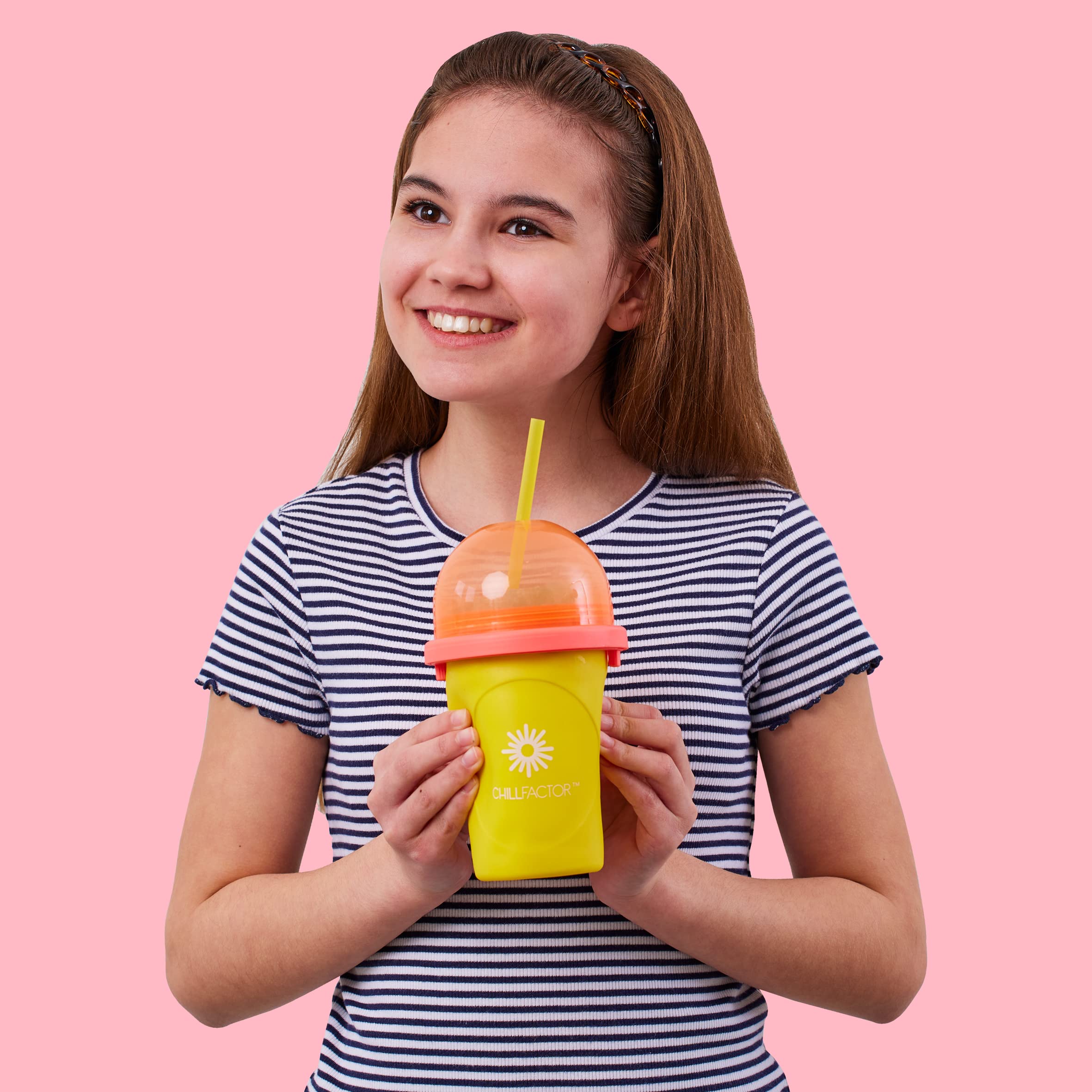 ChillFactor 07950 Mango Mania Reusable Slushy Maker - DIY Homemade Squeeze Cup for Frozen Drinks, Kitchen Toys, One Size, Red - Perfect for Summer Parties, Kids Activities & Backyard BBQs