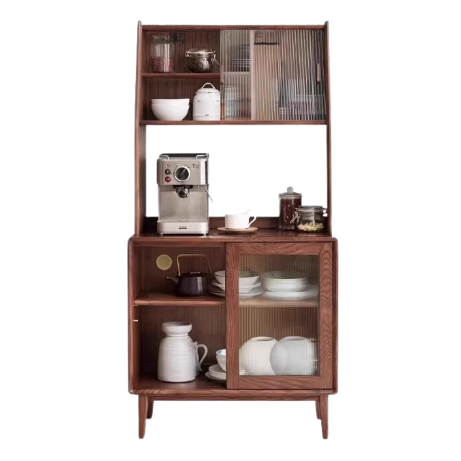 Solid Oak Wood Wall-Mounted Nordic Sideboard with Integrated Storage - Perfect for Living Room, Dining Room, and Entryway Organization
