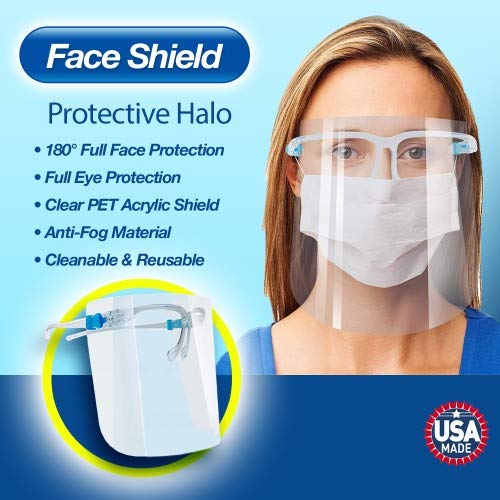 ArtToFrames 20 Pack Kids Protective Face Shield - Transparent Droplet & Saliva Protection with Reusable Glasses & Replaceable Shield (Scary Teeth Design) - Ideal for Halloween, School Safety & Public Events