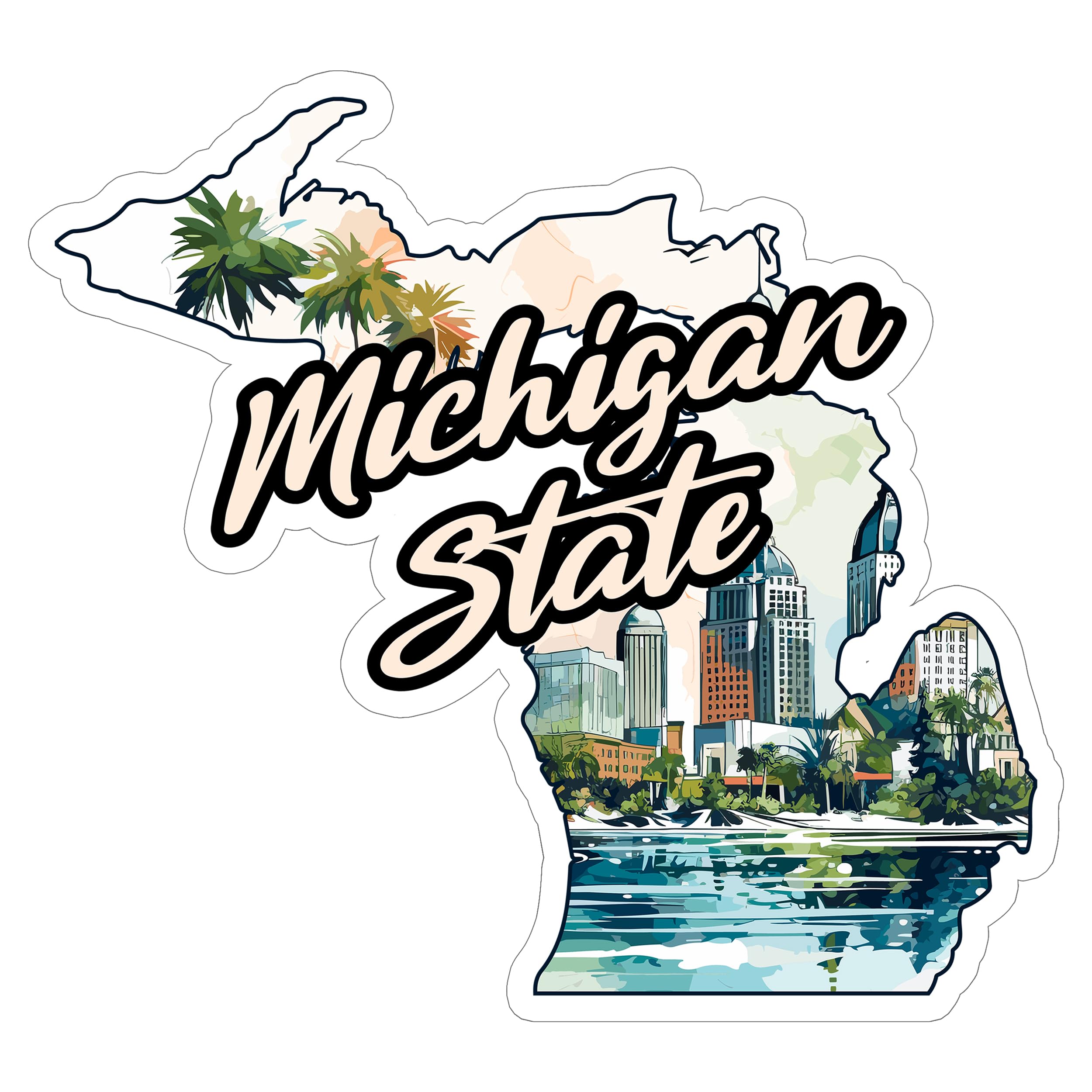 Michigan State Sticker - Waterproof Vinyl Decal for Travel Souvenirs, Water Bottles, Mugs, Passports, Notebooks, Laptops, Phones & Cars - Durable 4