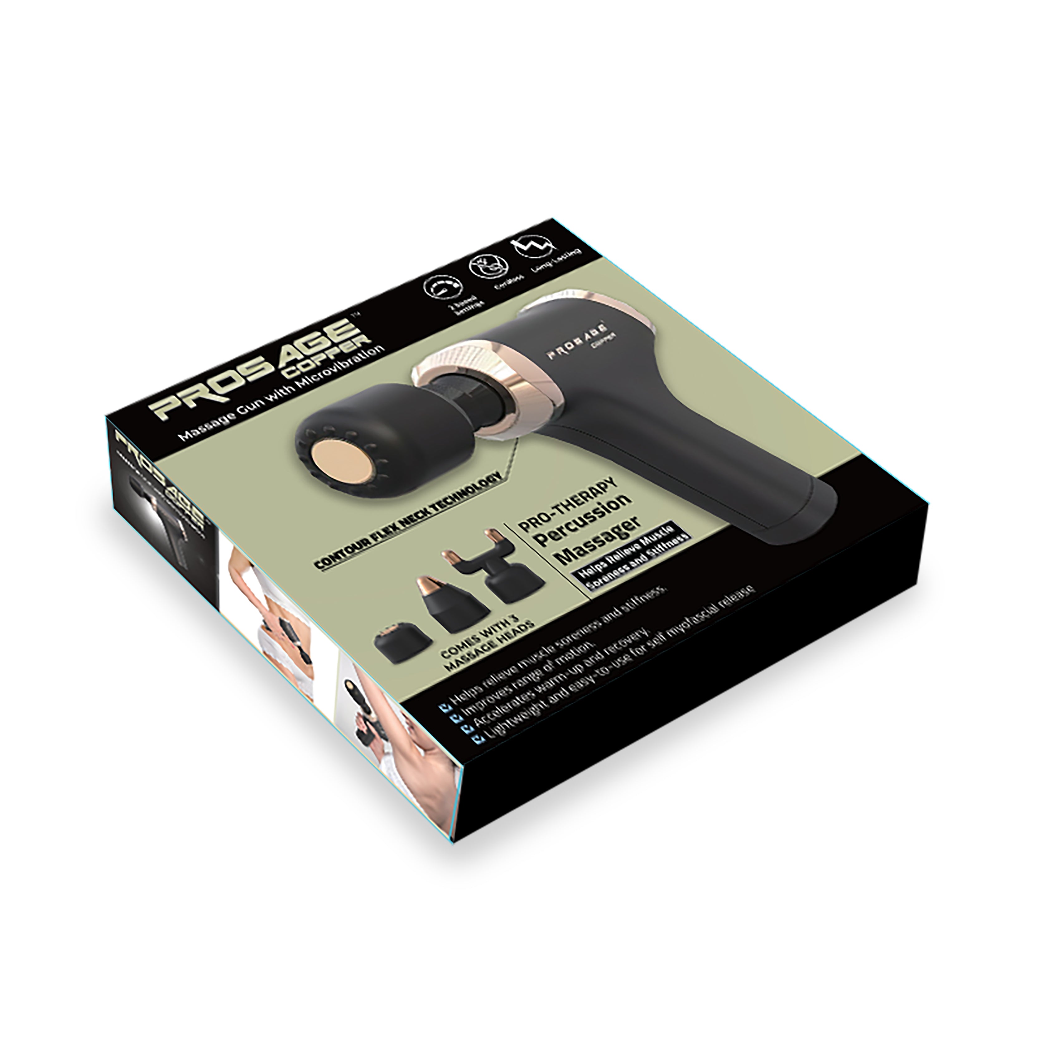 Evertone Prosage Copper Massager - Handheld Deep Tissue Massage Tool for Pain Relief & Muscle Recovery - Perfect for Athletes, Yoga, Post-Workout & Home Use