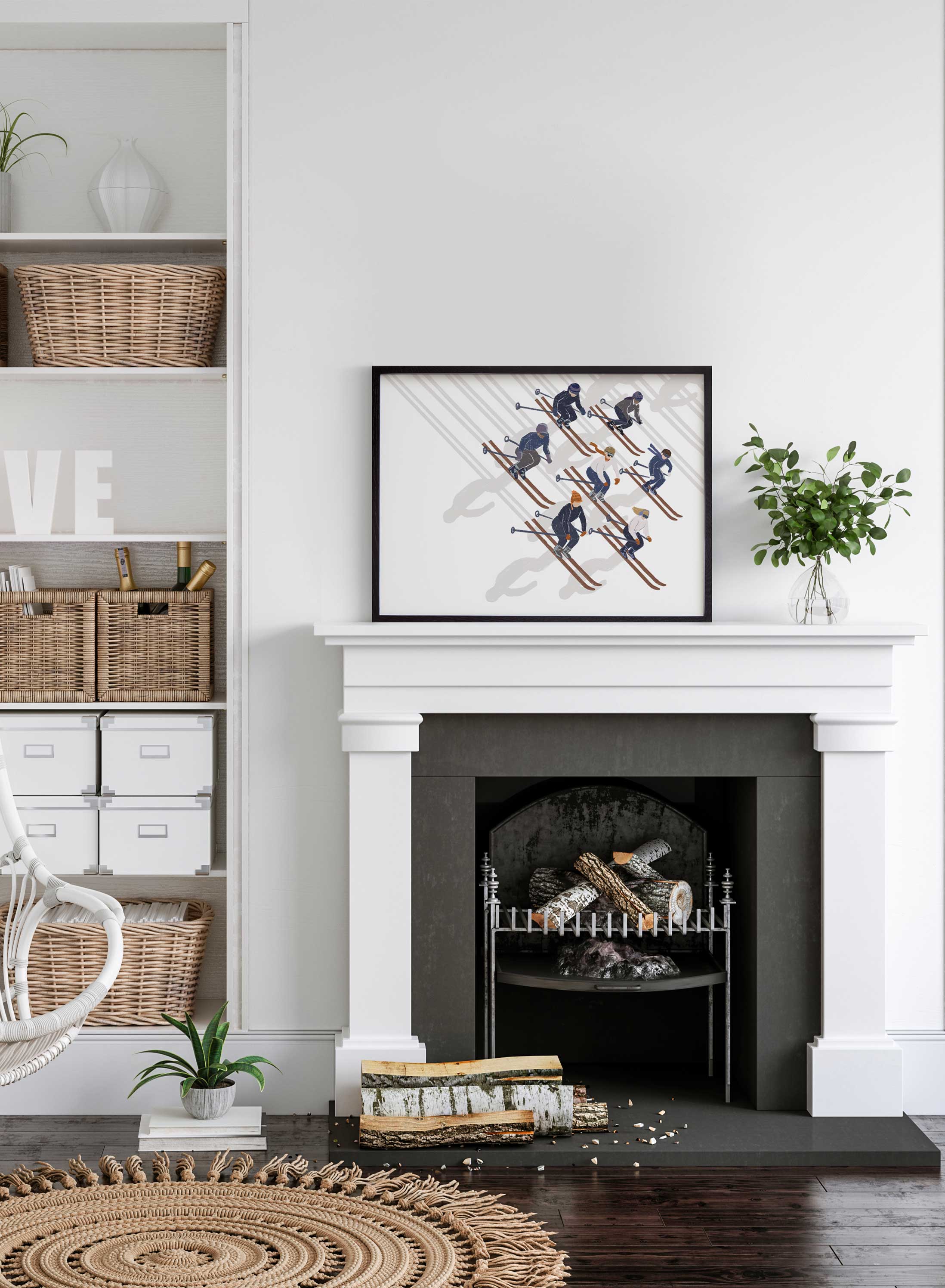 On the Slopes Skiing Poster - Winter Sports Wall Art Decor for Home, Office & Cabin - Perfect for Ski Lovers & Mountain Enthusiasts
