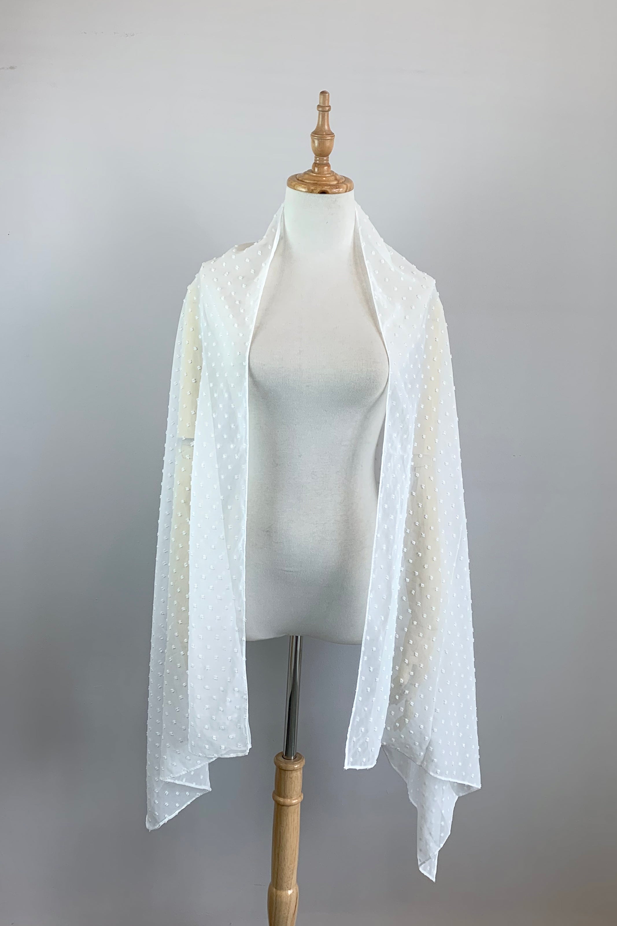 Ivory Long Scarf Cover Up Shawl - Elegant Lace Trim Womens Fashion Accessory (Lola Ivy08) for Beach, Wedding, and Evening Events