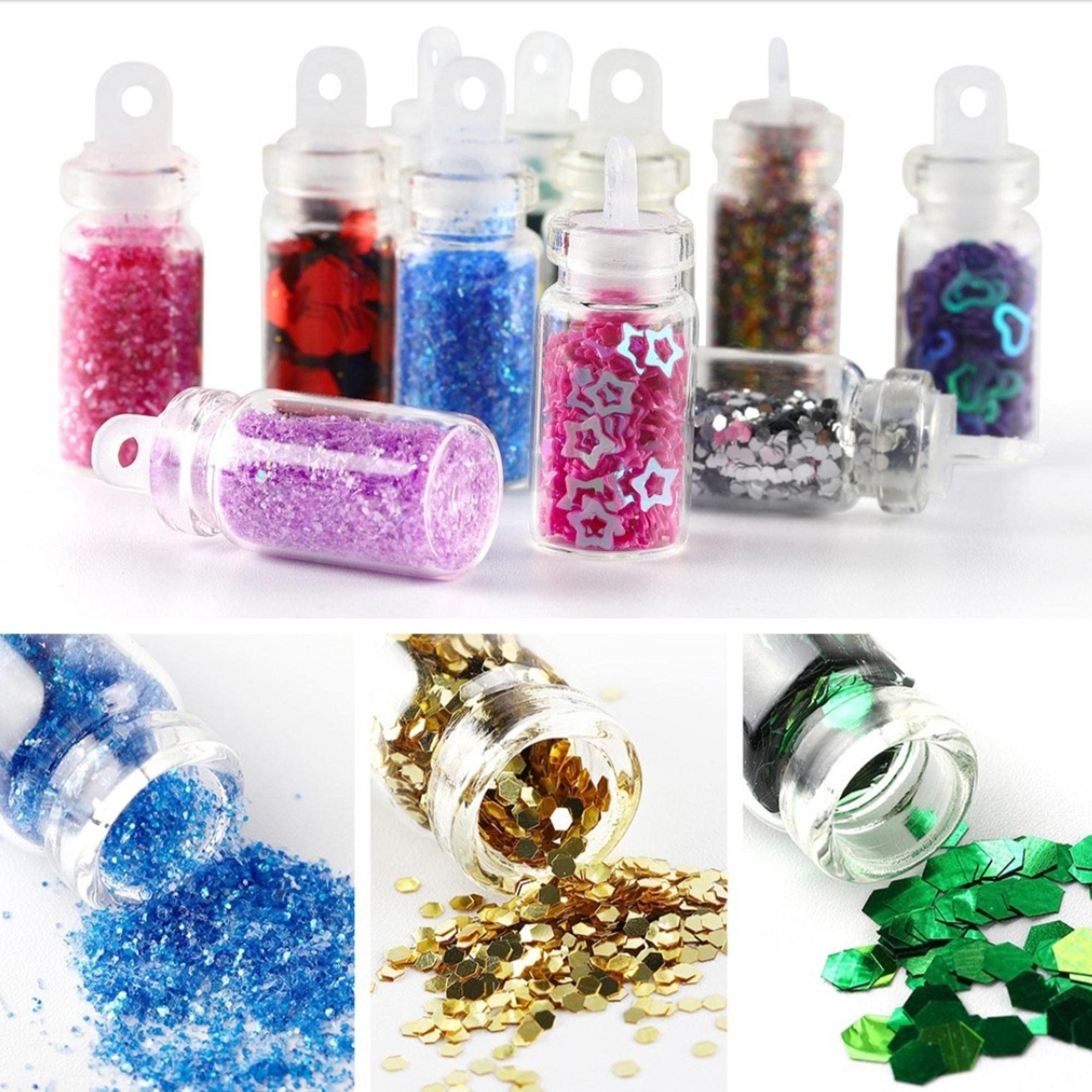 3D Glitter Powder Nail Art Charms Kit - 48 Bottles Set for French Nails, Acrylic Nail Decoration | DIY Nail Art Tools Gift Box for Girls | Perfect for Home Manicures, Salon Nail Design & Party Nail Art