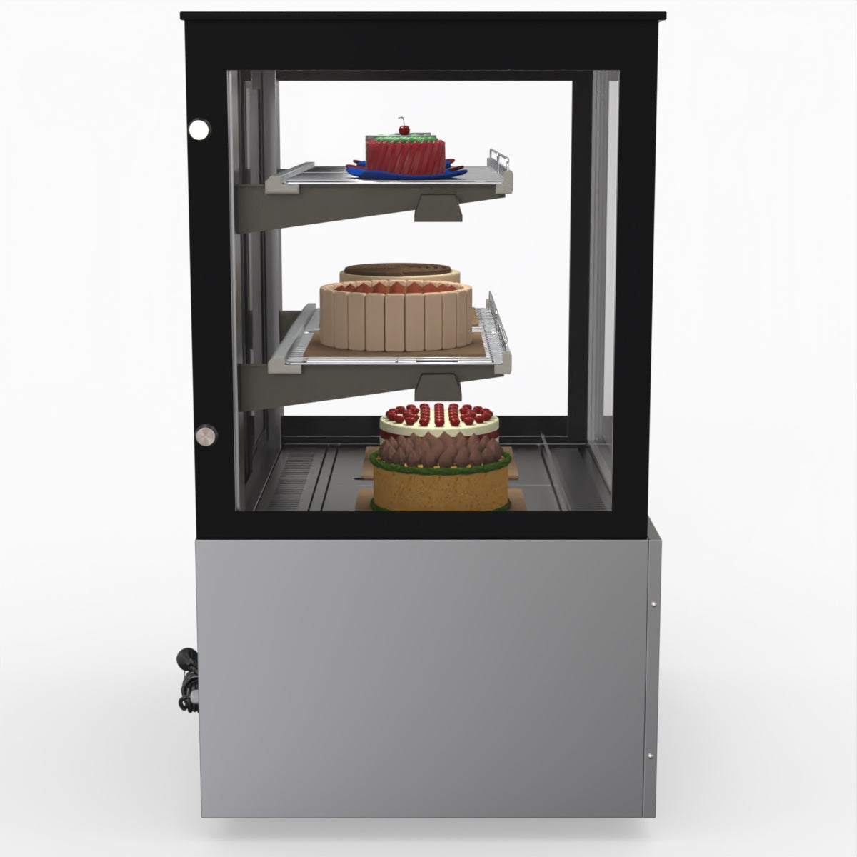 Bonvue SG090FA Commercial Refrigerated Food Display Case - Dual Glass Door Merchandiser for Deli, Bakery & Grocery Store Use