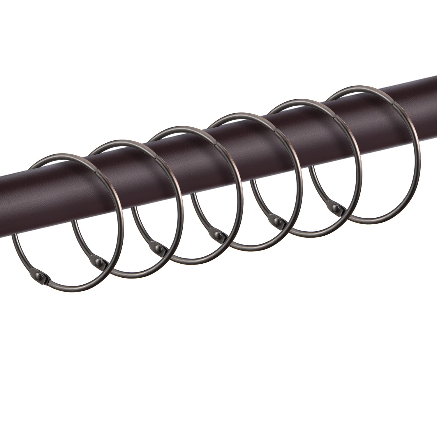 12 Pack Bronze Shower Curtain Rings - Rustproof Metal Hooks for Bathroom Decor, Oil Rubbed Finish, 2 Inch Loose Leaf Binder Rings - Perfect for Shower Rods, Bathroom Upgrades & Home Renovation Projects