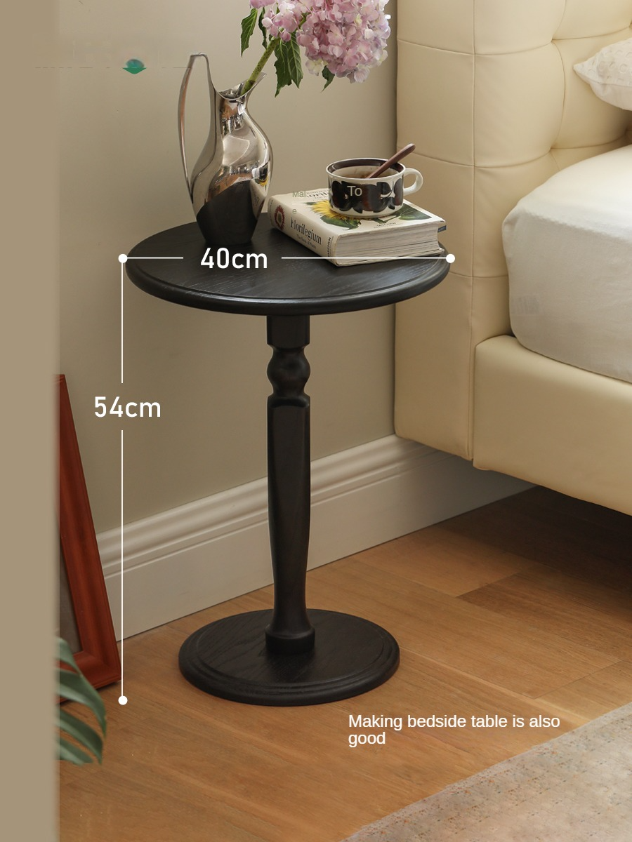 Solid Oak Wood Side Table - Small Black End Table for Living Room, Bedroom & Office - Durable & Stylish Furniture for Home Decor