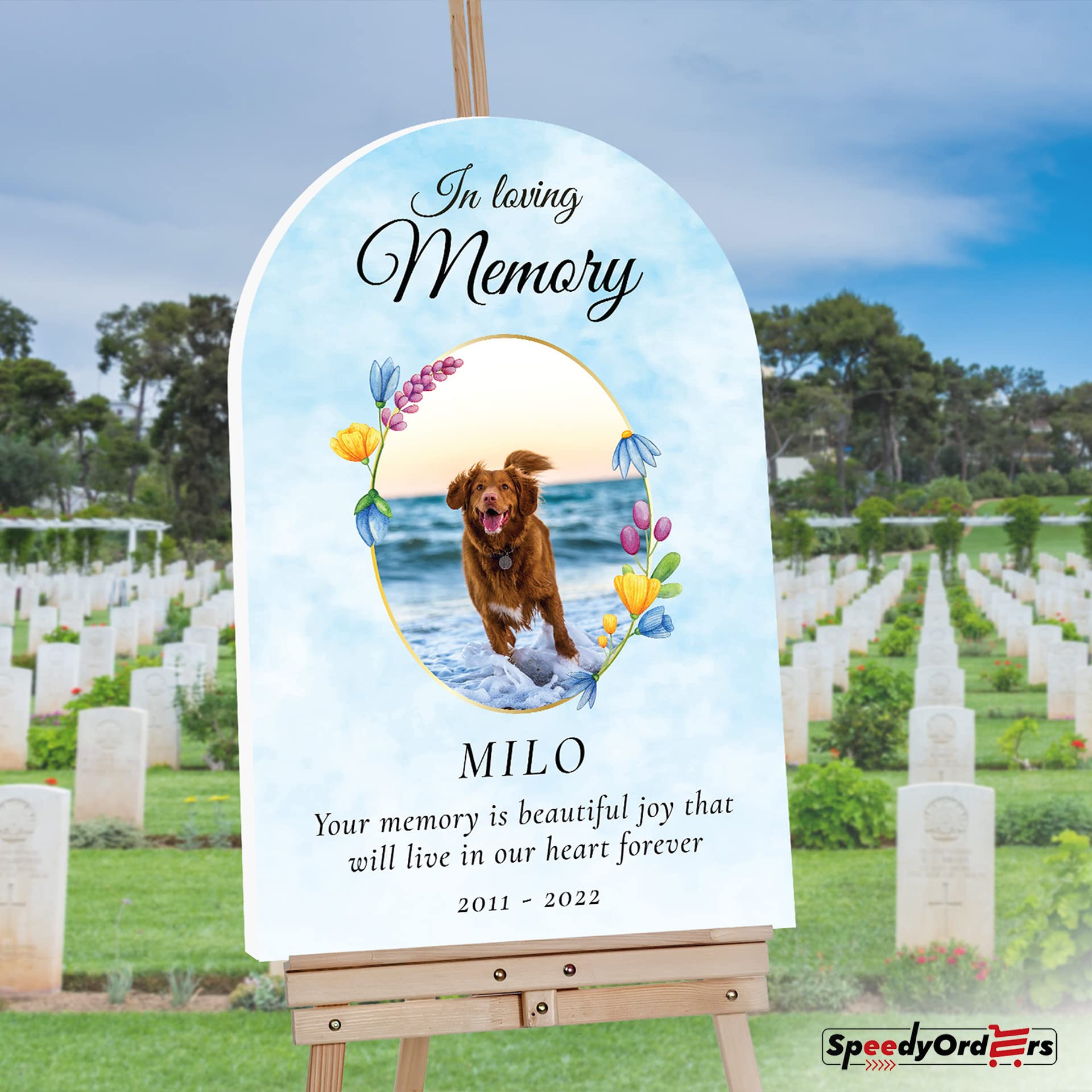 Custom Personalized Dog Memorial Sign - In Loving Memory Funeral Sign for Pet Loss & Remembrance - Upload Photo Acrylic Plaque - Perfect for Pet Funeral, Memorial Service & Home Decoration