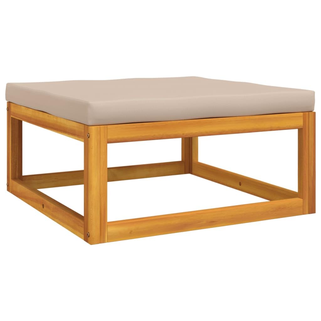 vidaXL 4-Piece Acacia Wood Patio Lounge Set with Taupe Cushions & Coffee Table - Durable Outdoor Modular Furniture for Garden, Poolside, and Backyard Relaxation