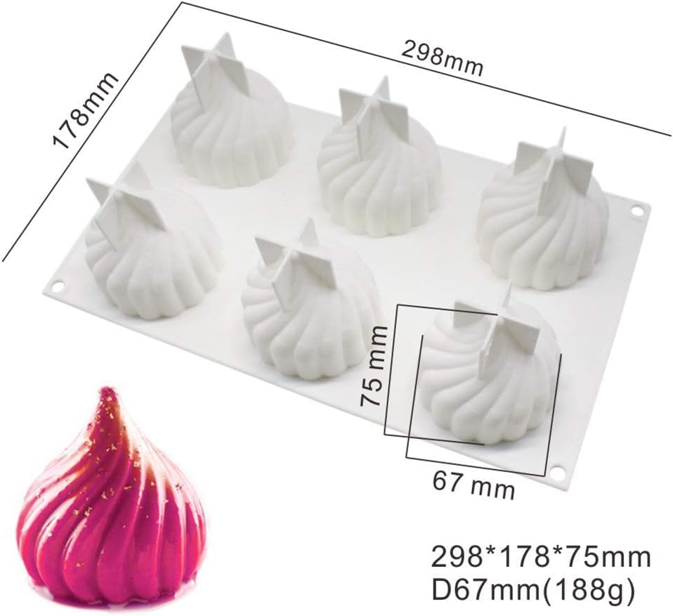 RKPM HOMES 6-Cavity Spiral Chocolate Fondant Mold - 3D Onion Silicone Cupcake Mould for DIY Cake Decorating, Modak Molds for Handmade Polymer Mousse, Candy, Cookies, Muffins & Resin Wax Candles | Perfect for Birthday Parties, Wedding Desserts & Holiday Baking