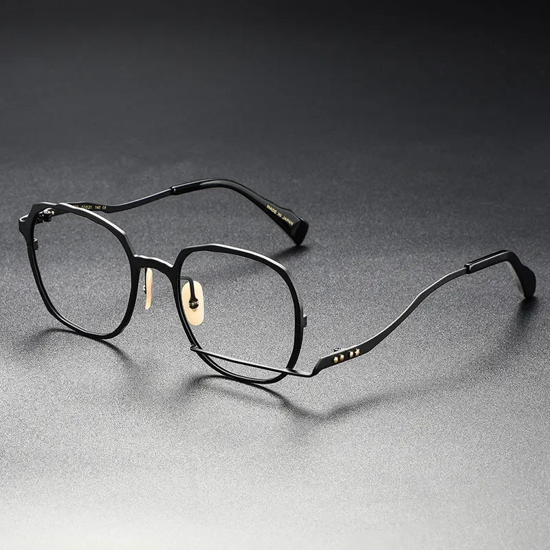 Aror Unisex Full Rim Irregular Square Acetate Titanium Eyeglasses 49459 - Stylish Lightweight Frames for Work, Reading & Everyday Wear